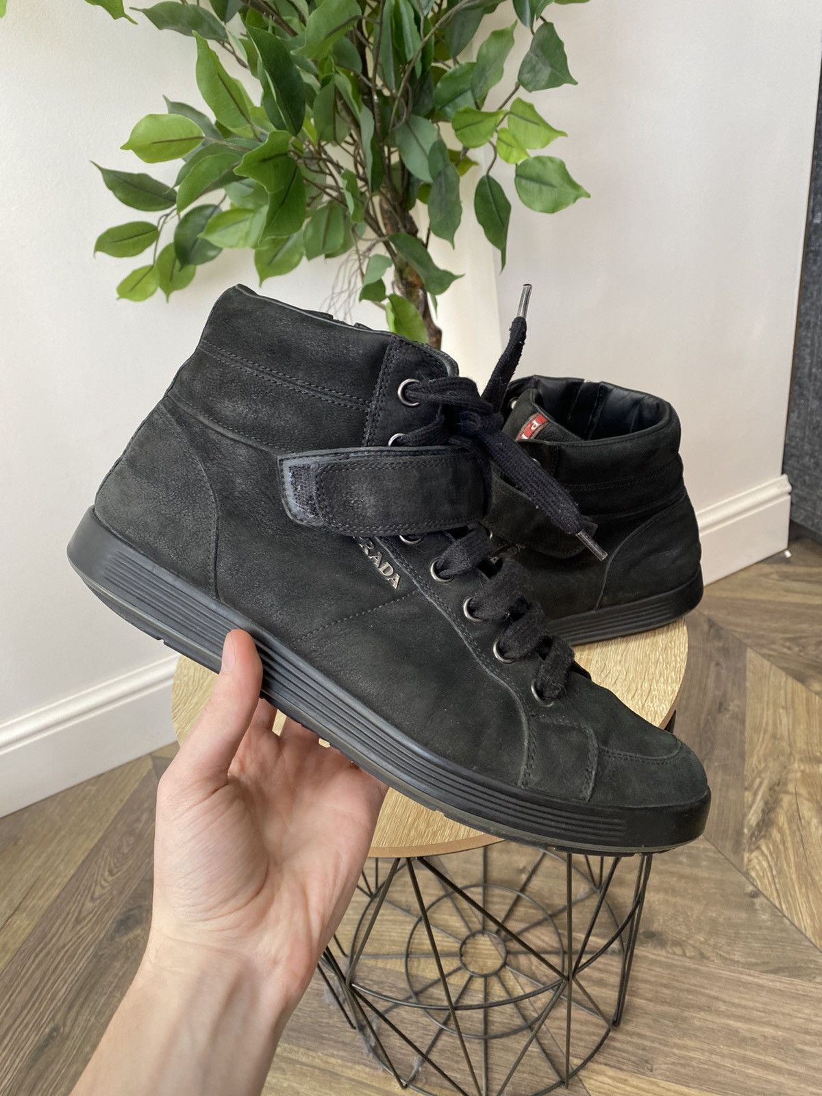 Prada LUXURY PRADA RED TAB HIGH-TOP SNEAKERS SHOES Size US 8.5 / EU 41-42 - 2 Thumbnail
