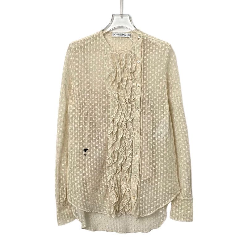 Dior Dior Beige lace bee embroidered mulberry silk mesh round-n Size XS / US 0-2 / IT 36-38 - 1 Thumbnail