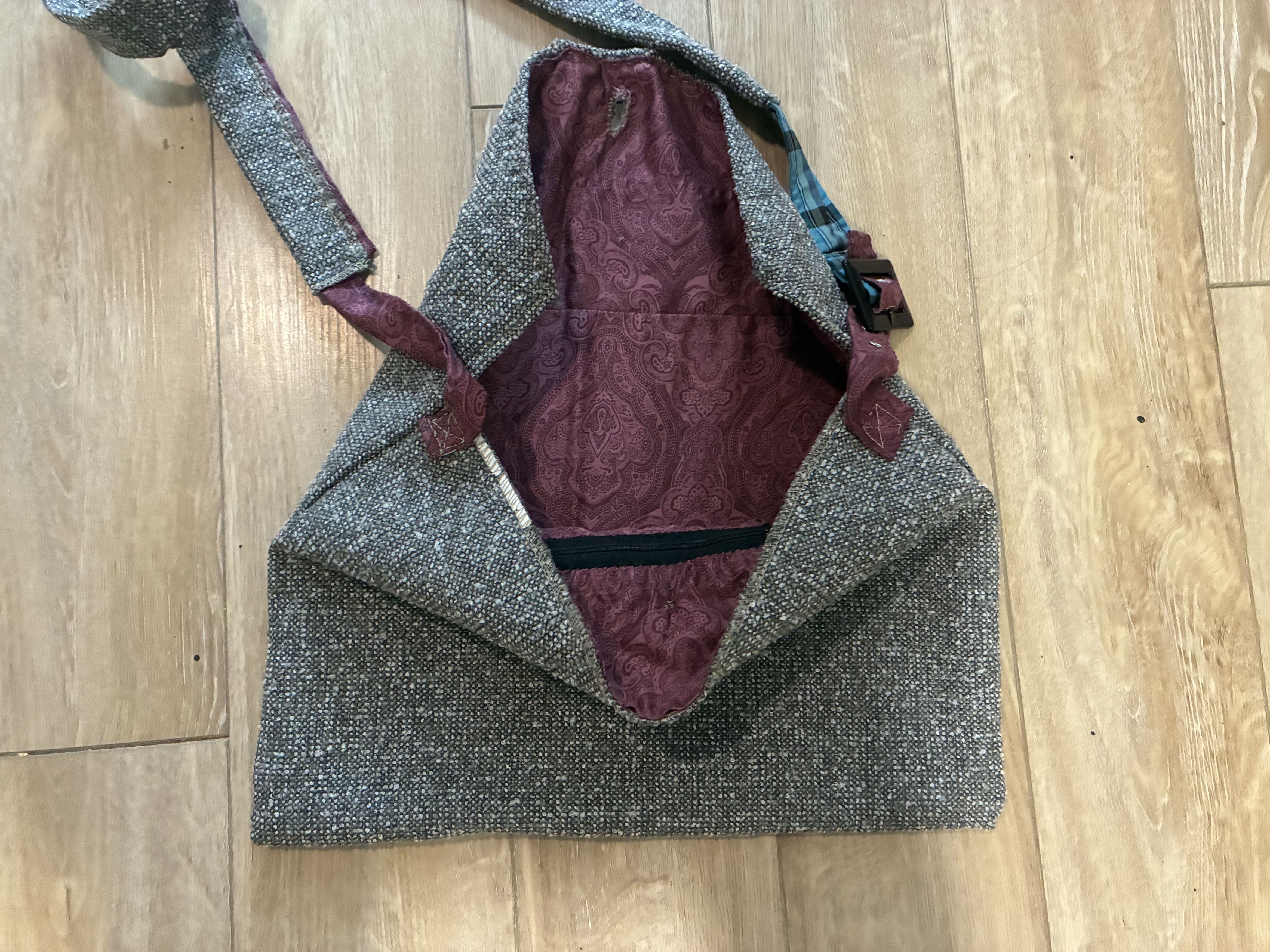 Handmade Upcylced Office Upholstery Crossbody Bag with Cotton Lining Size ONE SIZE - 4 Thumbnail