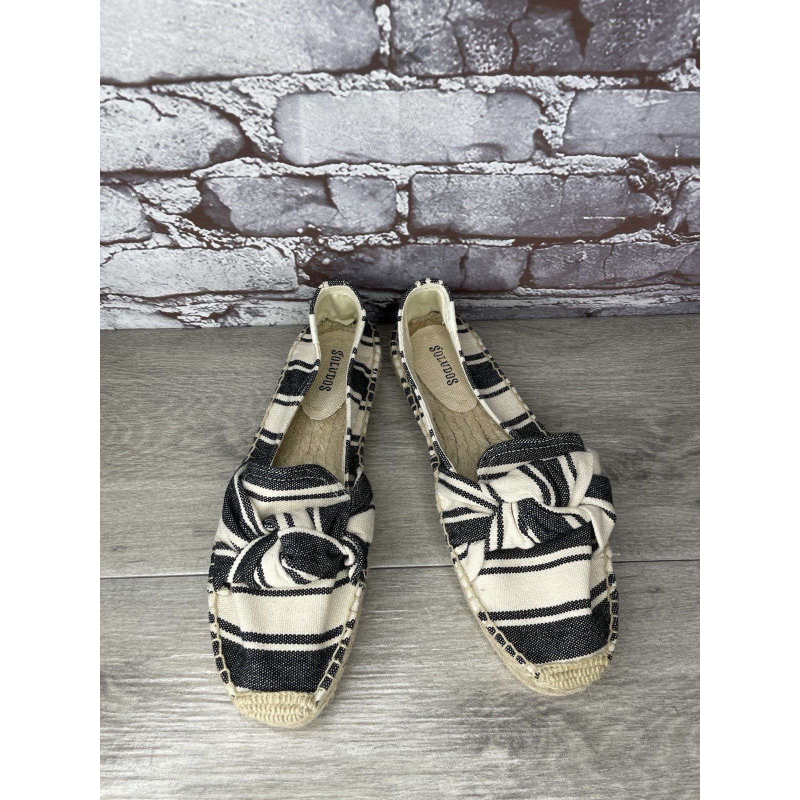Soludos Soludos Striped Espadrille Bow Blue Cream Nautical Shoes Wom Size US 9 / IT 39 - 3 Thumbnail