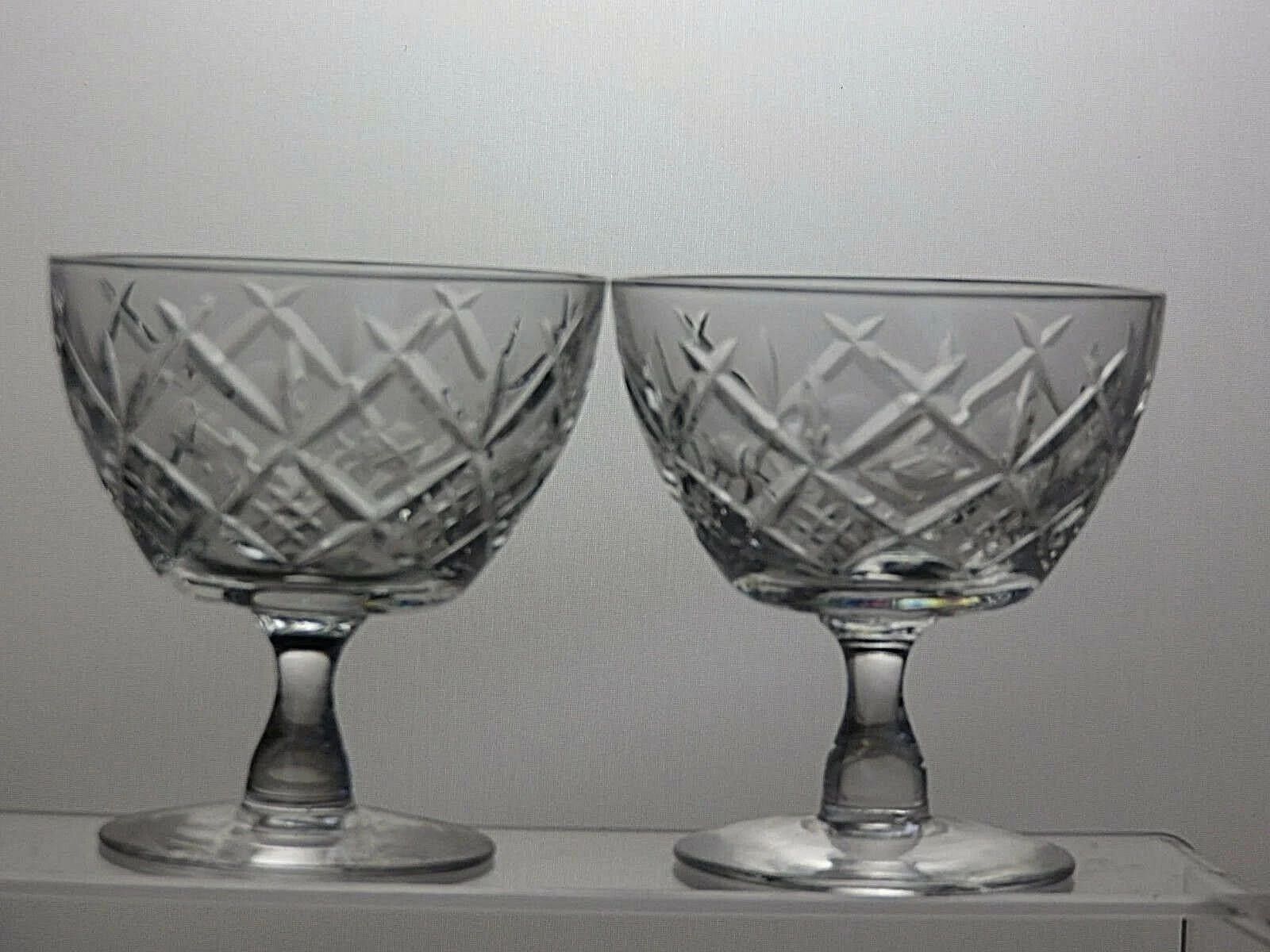 Other 2 x Cut Glass Crystal Dessert Ice cream Sundae Bowl 3 1/2" Size ONE SIZE - 2 Thumbnail