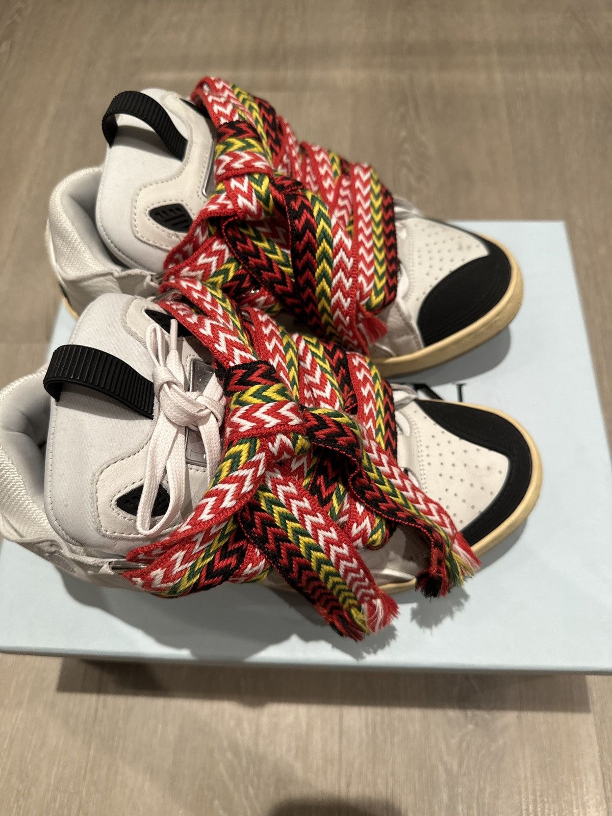 Lanvin Leather Curb White Ivory Size 42