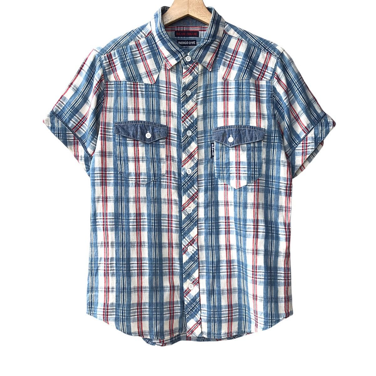 Blue Blue Japan × HOLLYWOOD RANCH MARKET × Japanese Brand Blue Blue Japan H.R Market Indigo Dye Western Shirt Size US M / EU 48-50 / 2 - 1 Thumbnail