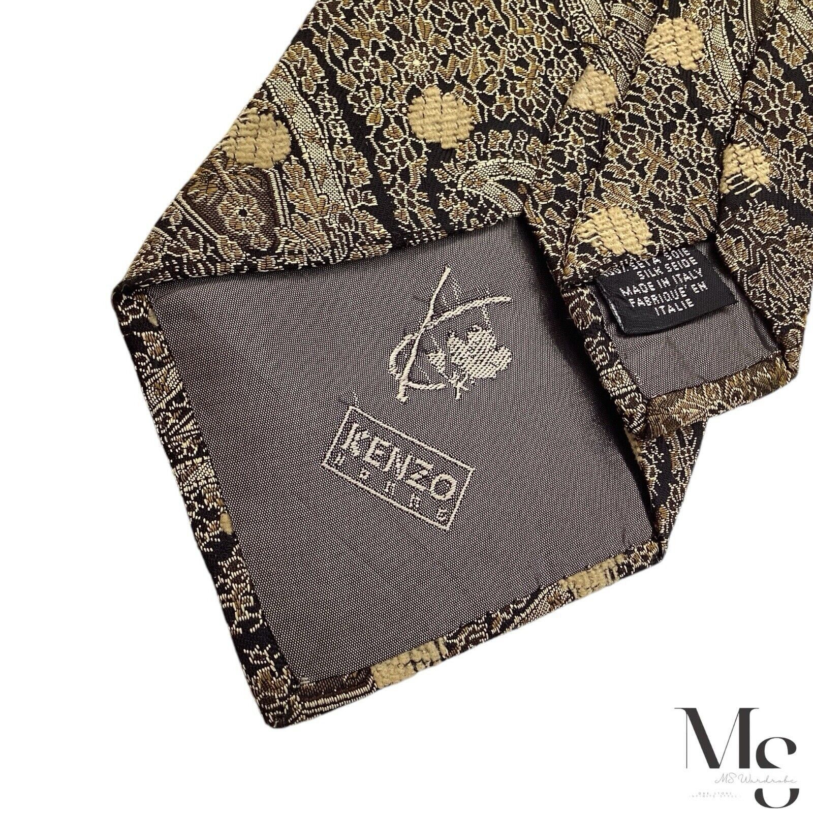 Kenzo KENZO HOMME Gold Paisley Luxury Silk Tie Made In Italy W: 3. Size ONE SIZE - 5 Thumbnail