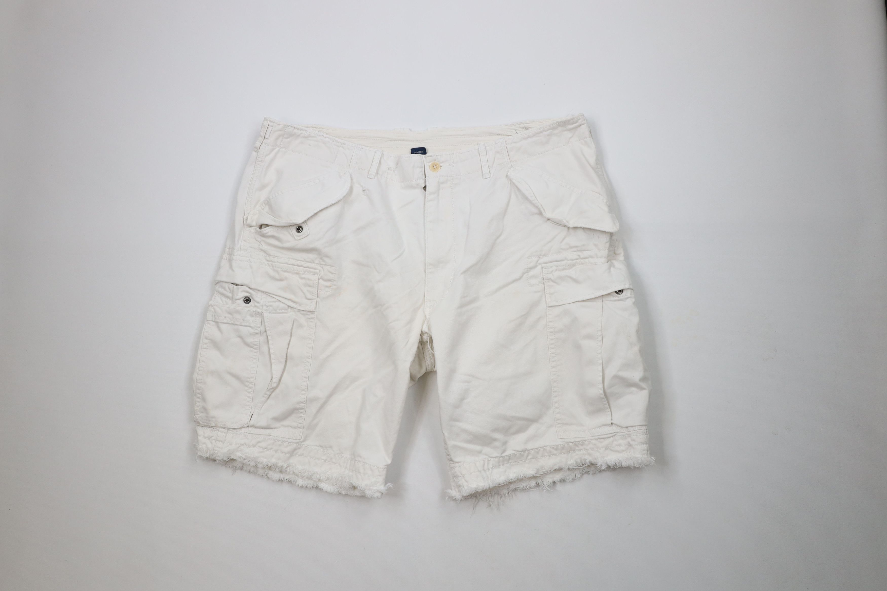 Ralph Lauren × Vintage Vintage 90s Ralph Lauren Heavy Military Cargo Shorts White Size US 40 / EU 56 - 1 Thumbnail
