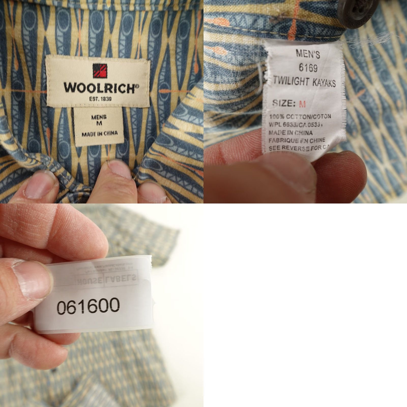 Vintage Woolrich Button-Up Shirt Mens Medium Blue Geometric Outdoor Casual Short Sleeve Size US M / EU 48-50 / 2 - 8 Thumbnail