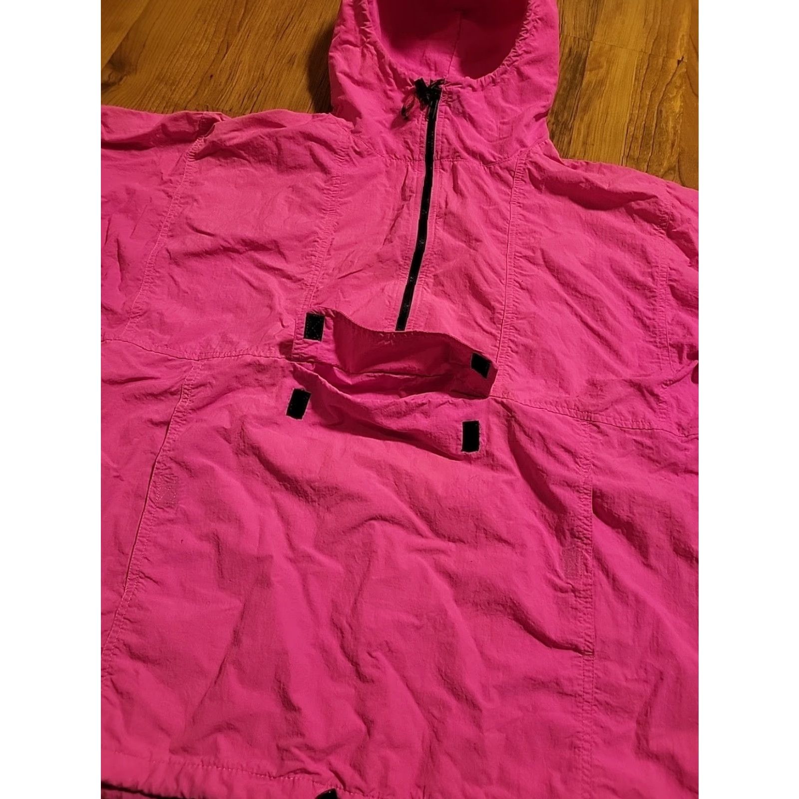 Vintage VINTAGE Brass Plum Windbreaker Pink Nylon Hooded XL 46"x28" Cinch Waist 1990s Womens Size XL / US 12-14 / IT 48-50 - 7 Thumbnail