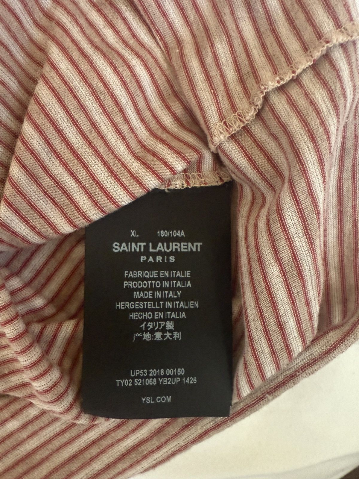 Yves Saint Laurent White, Red, and Brown Saint Laurent Striped Tee Size US M / EU 48-50 / 2 - 4 Thumbnail