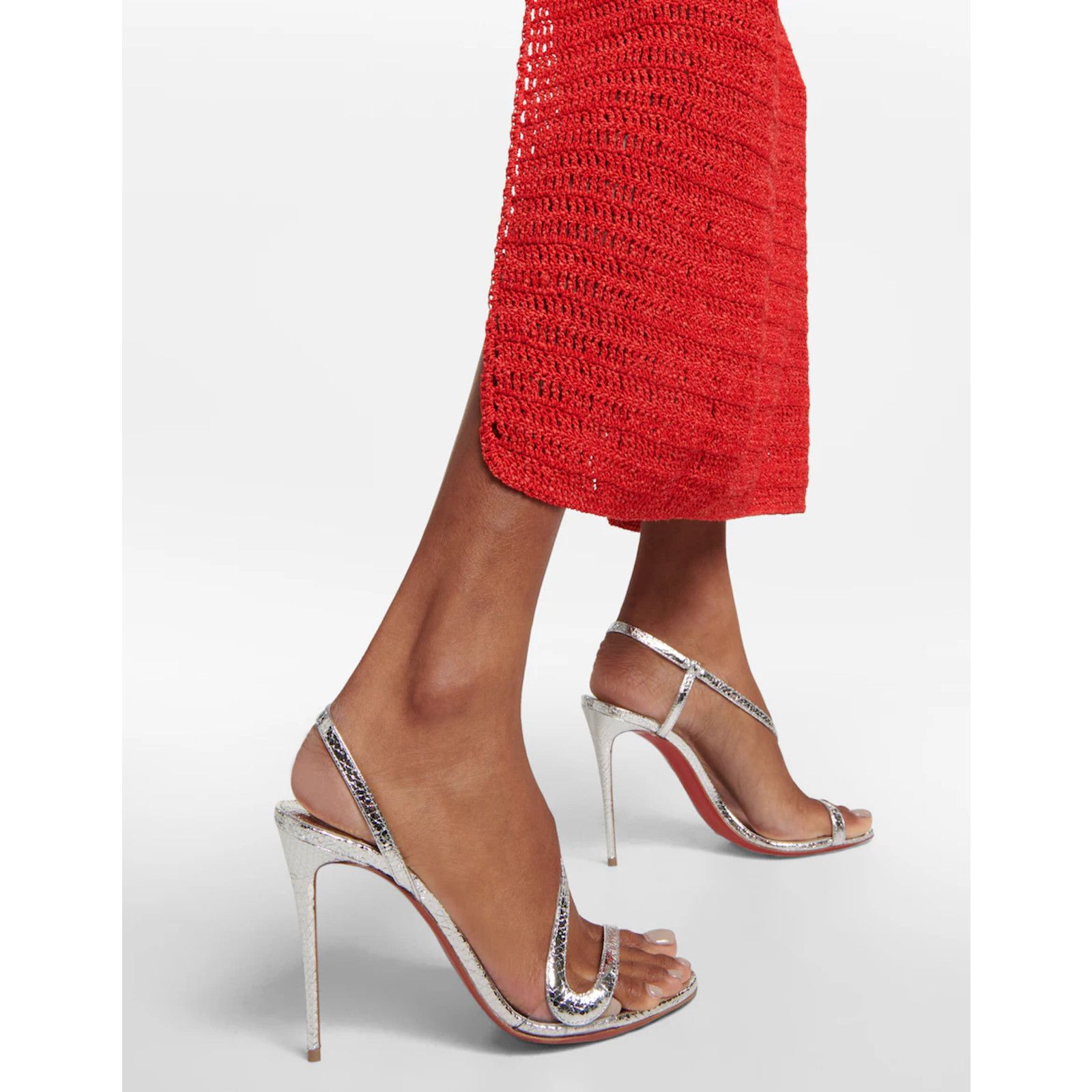 Christian Louboutin Christian Louboutin Rosalie 100 Silver Maoir Ankle Strap Size US 7 / IT 37 - 3 Thumbnail