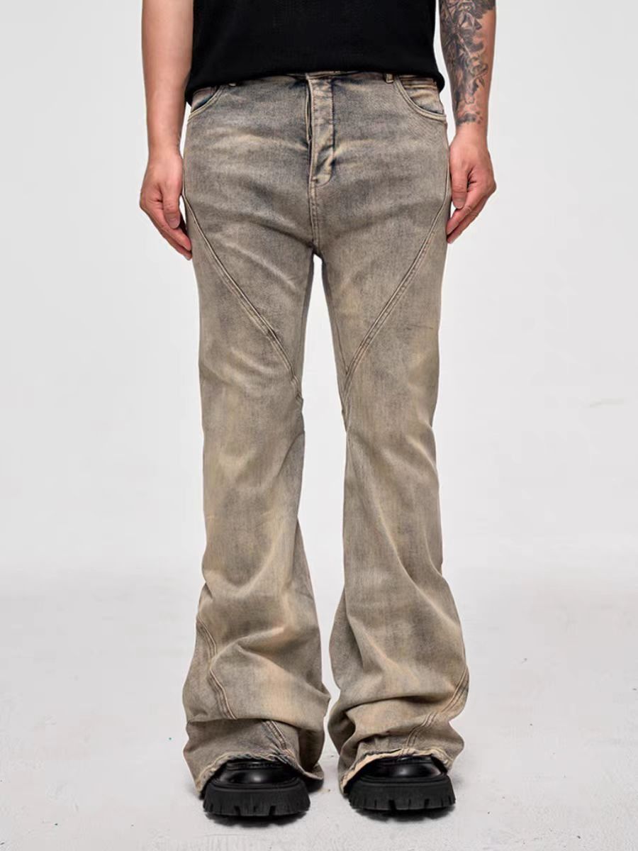 Japanese Brand × Jean High Street Washed Mud Dye Aged Stacked Micro Flare Jeans Size US 34 / EU 50 - 2 Thumbnail