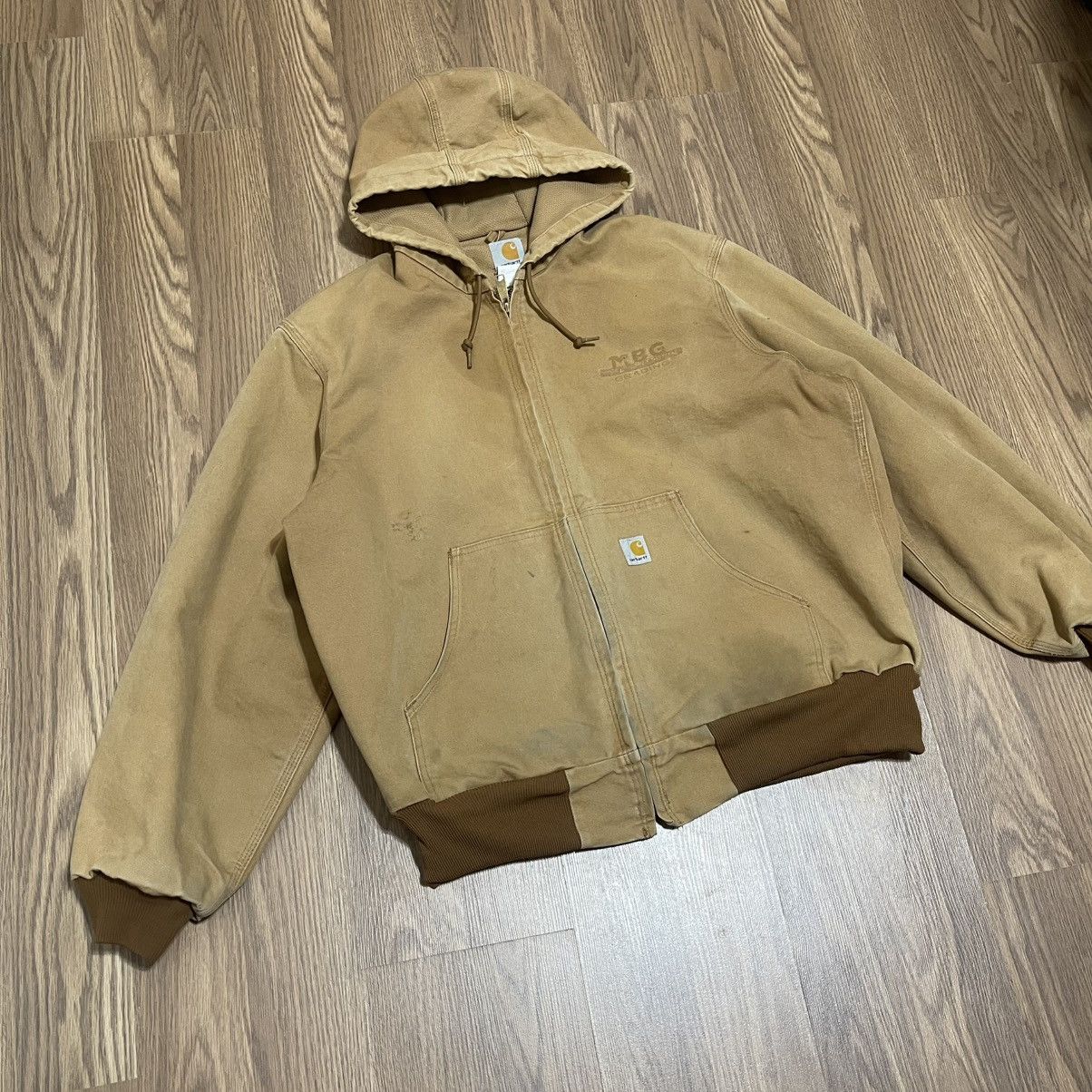 Tan beige faded Carhartt hooded jacket