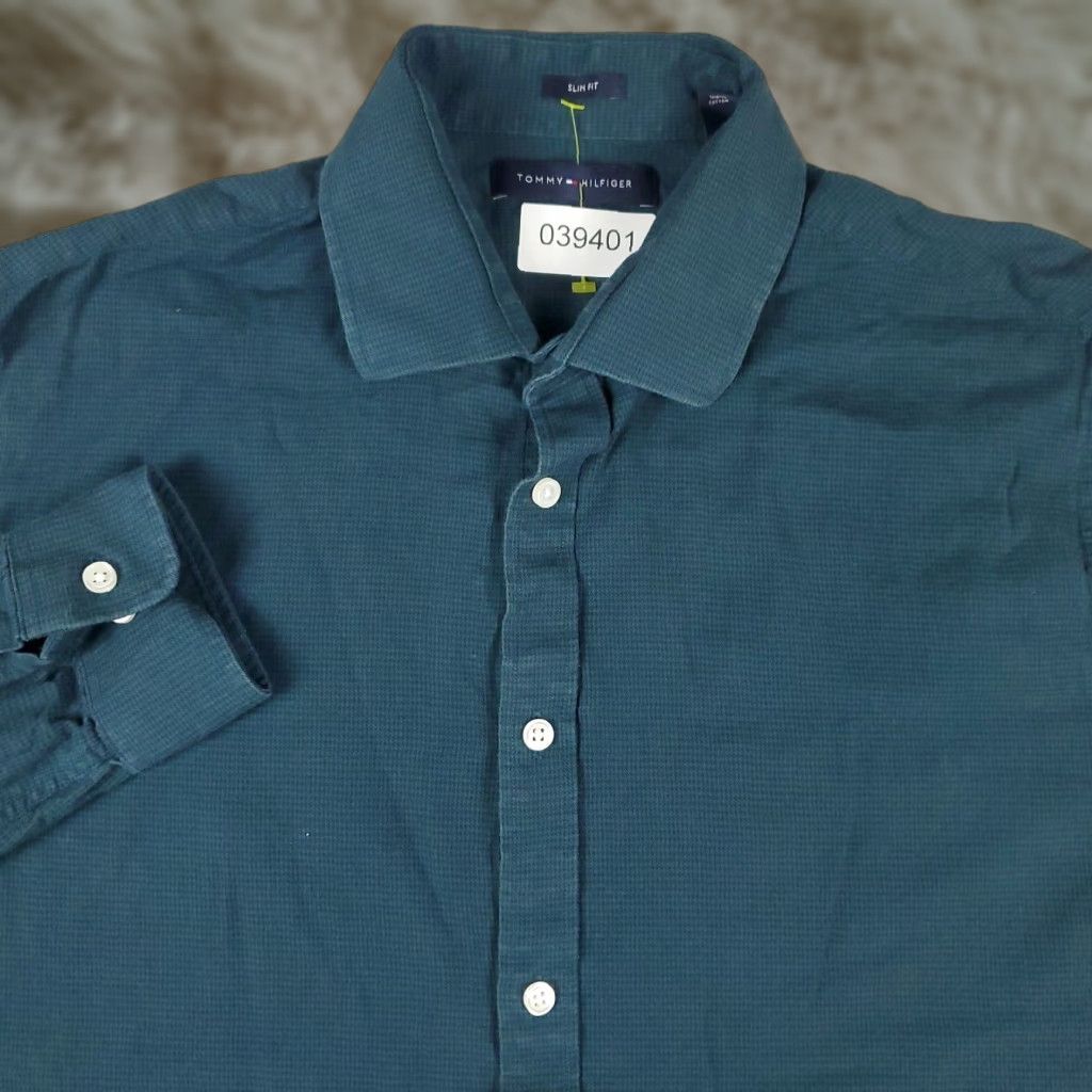 Tommy Hilfiger Tommy Hilfiger Button-Up Shirt Mens Medium Green Long Sleeve Casual Preppy Size US M / EU 48-50 / 2 - 1 Thumbnail