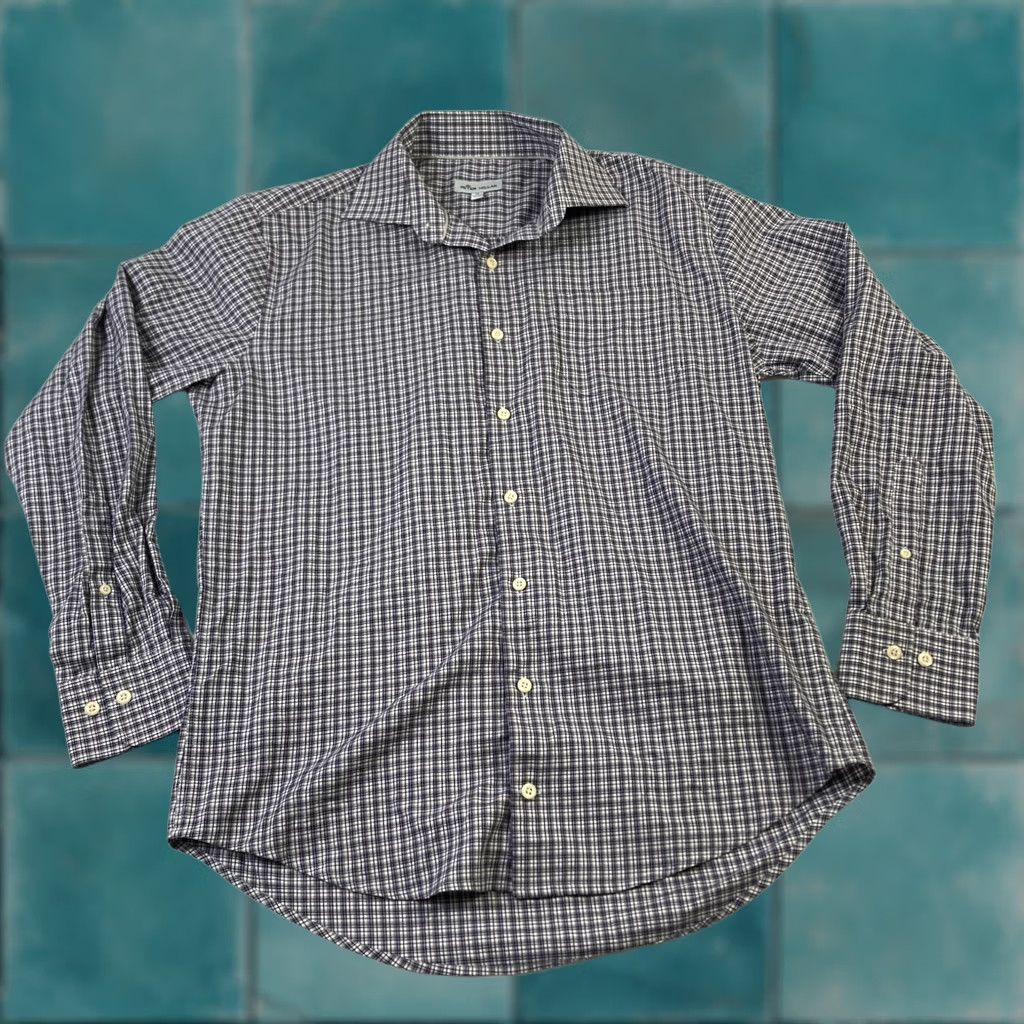 Peter Millar Peter Millar Button-Up Shirt Mens Medium Blue Plaid Long Sleeve Stretch Fabric Size US M / EU 48-50 / 2 - 1 Thumbnail