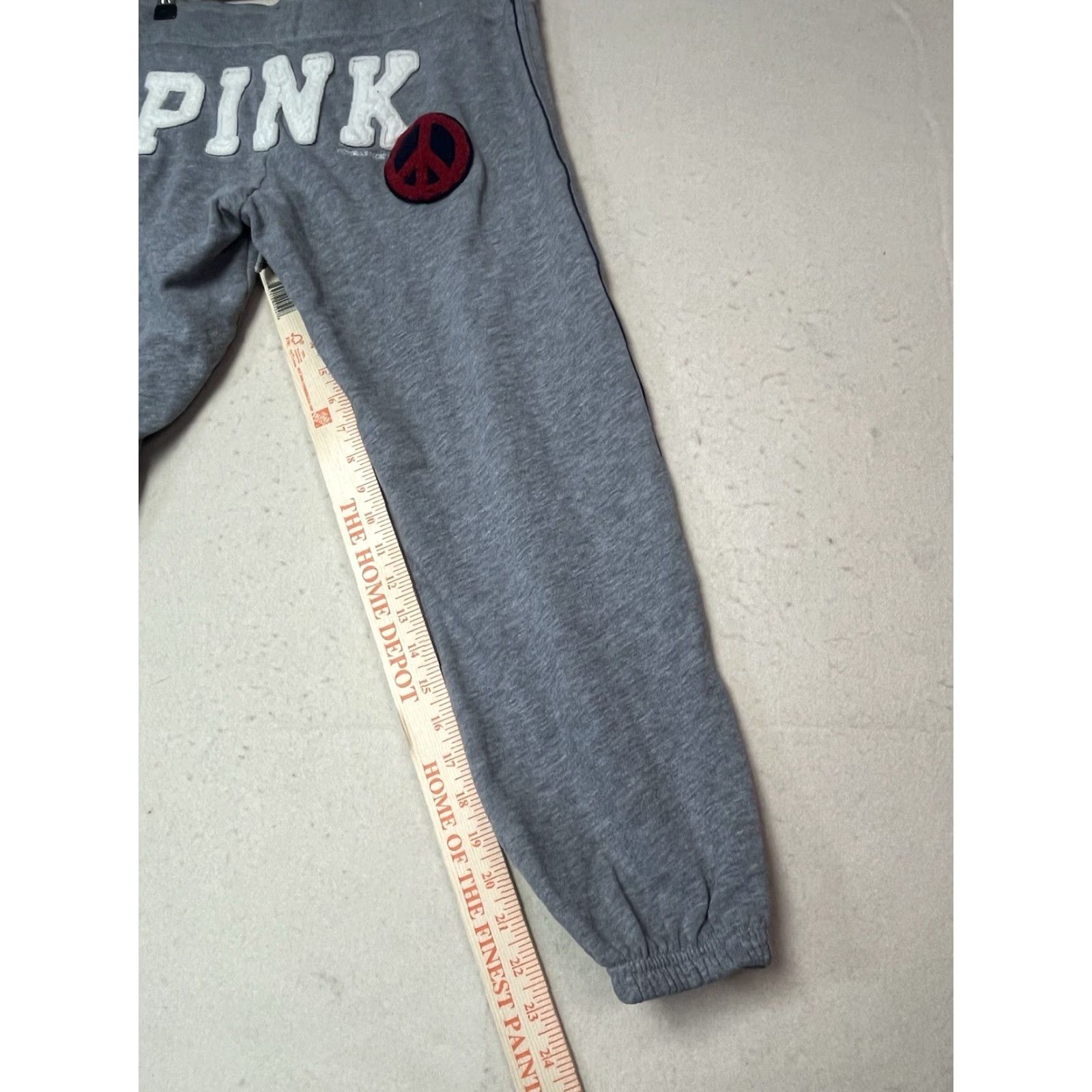 Vintage VINTAGE Pink Victoria's Secret Sweatpants Womens Pants S Pink Peace Sign Cotton Drawstring Bootcut Casual Size 28" / US 6 / IT 42 - 5 Thumbnail