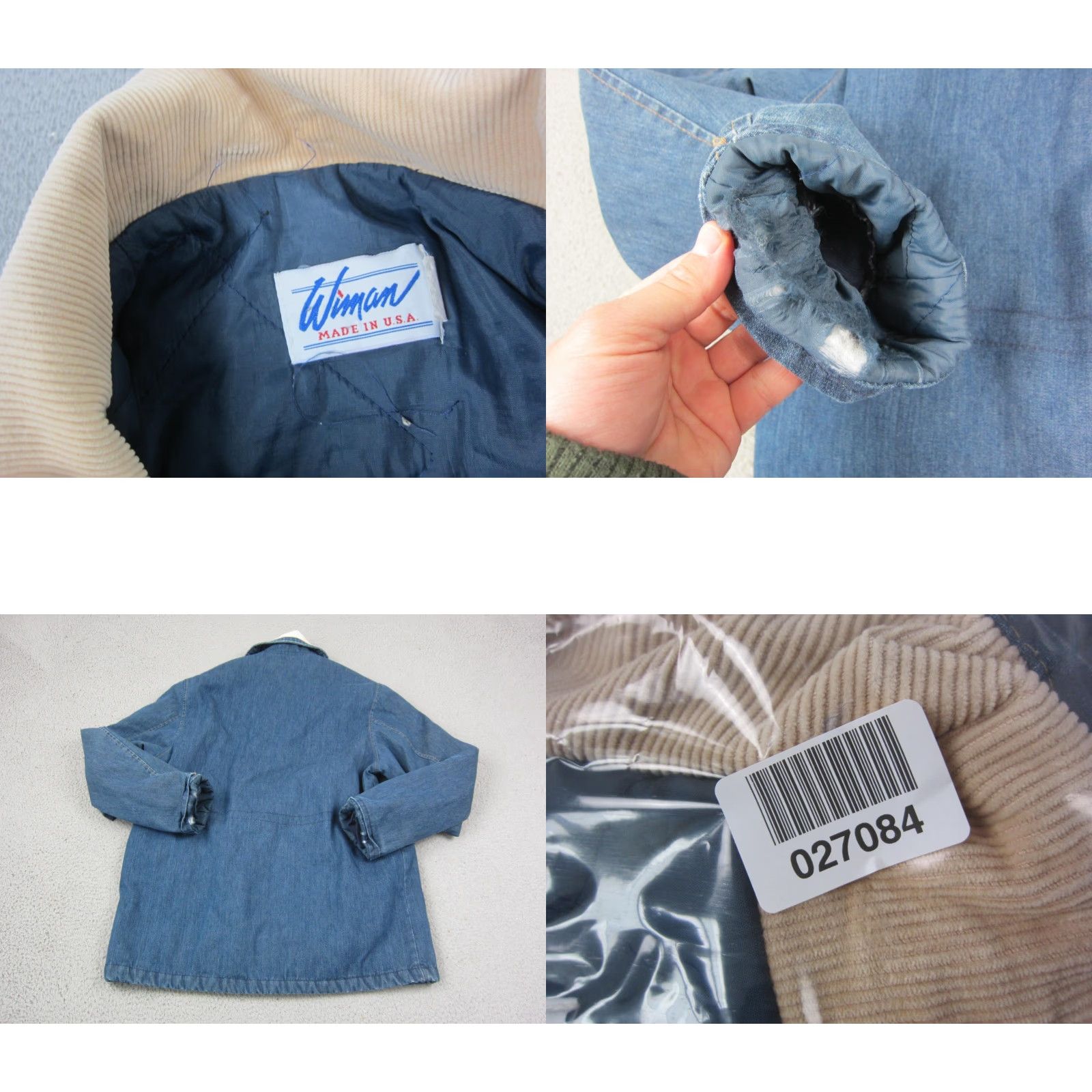Vintage VINTAGE Wiman Bomber Jacket Mens L Blue Denim Snap Collar Made in USA 70s USA 90s Mens Old School Denim Jacket Size US L / EU 52-54 / 3 - 9 Thumbnail