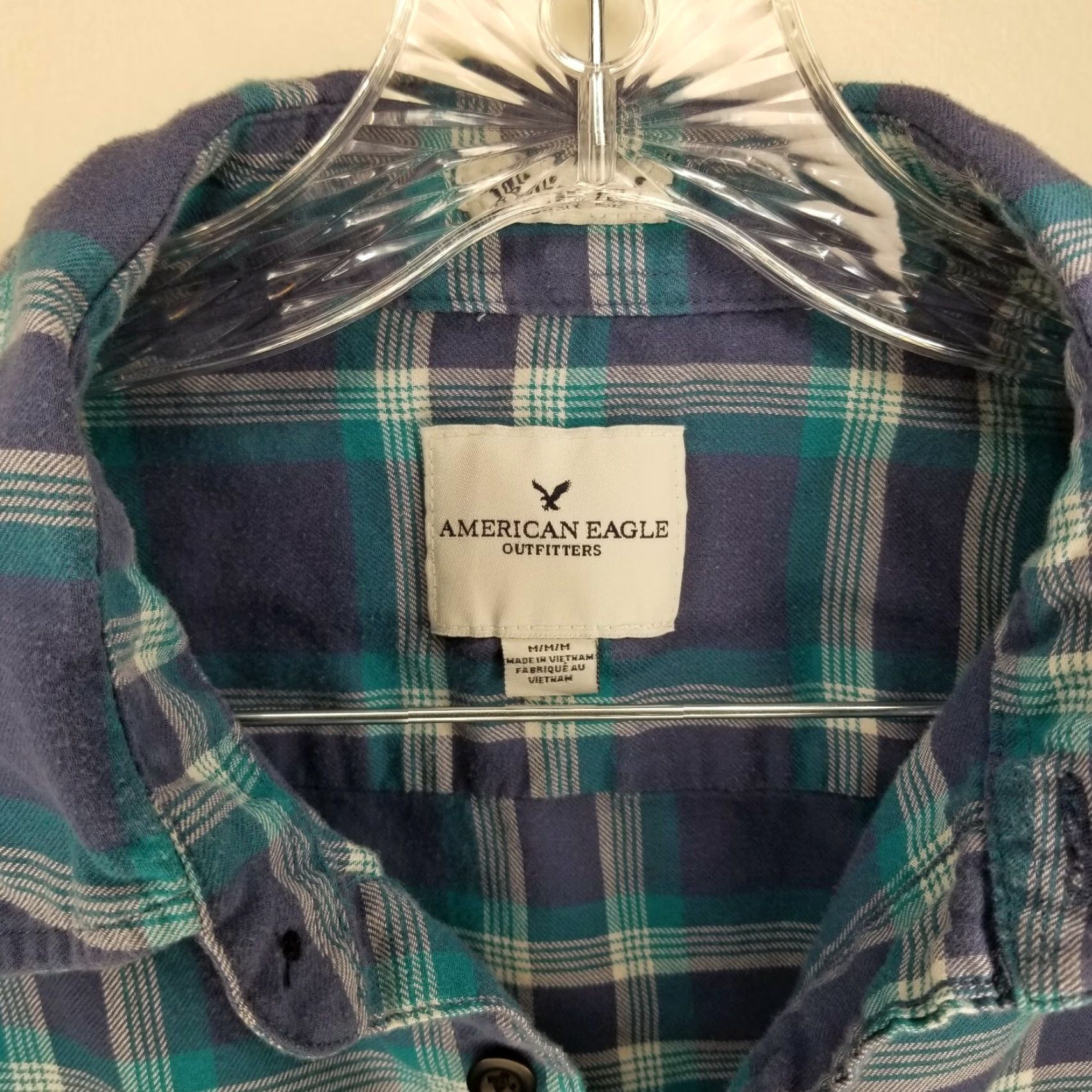 American Eagle Outfitters VINTAGE? No. American Eagle Women's Button-Up Shirt, Plaid, Long Sleeve, Purple, Size M Size M / US 6-8 / IT 42-44 - 2 Thumbnail