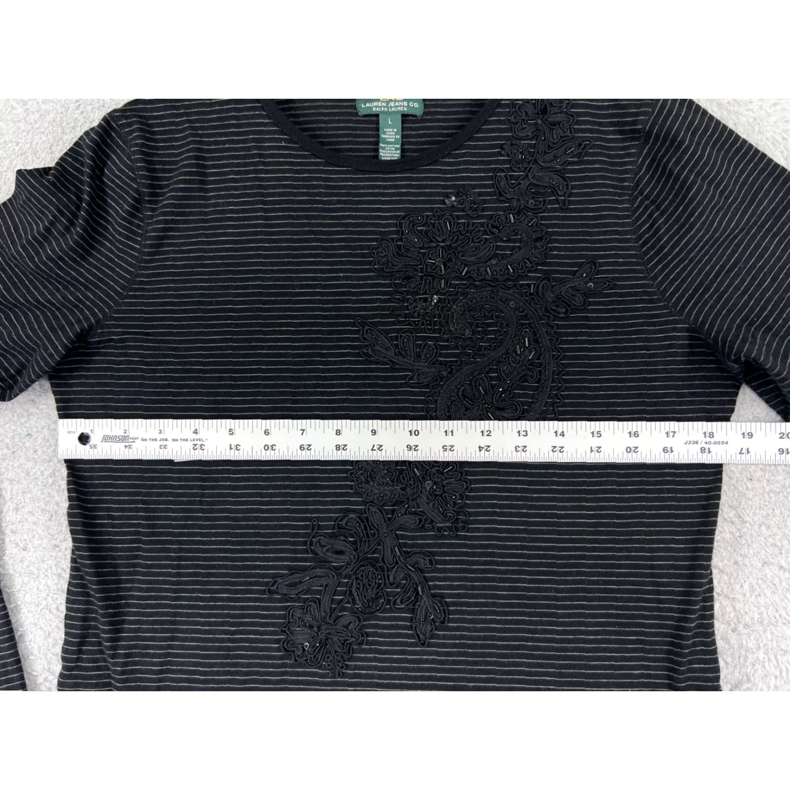Ralph Lauren VINTAGE Lauren Ralph Lauren Shirt Womens Large Black Stripe Embroidered Paisley Cotton Size L / US 10 / IT 46 - 7 Thumbnail