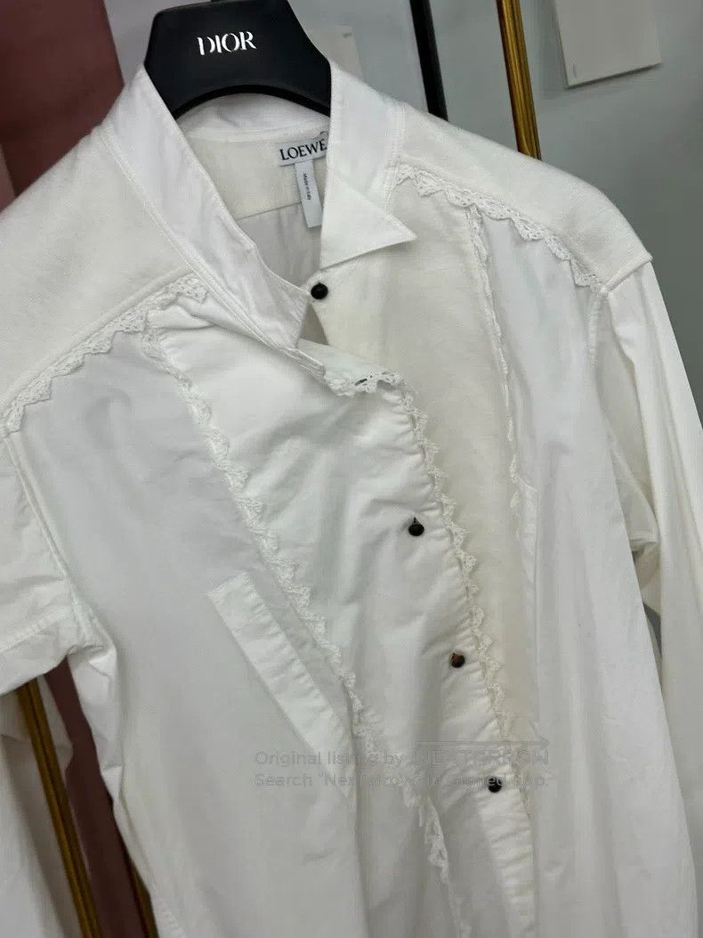 Loewe LOEWE White Irregular Patchwork Lace Long Sleeve Top Size XS / US 0-2 / IT 36-38 - 2 Thumbnail