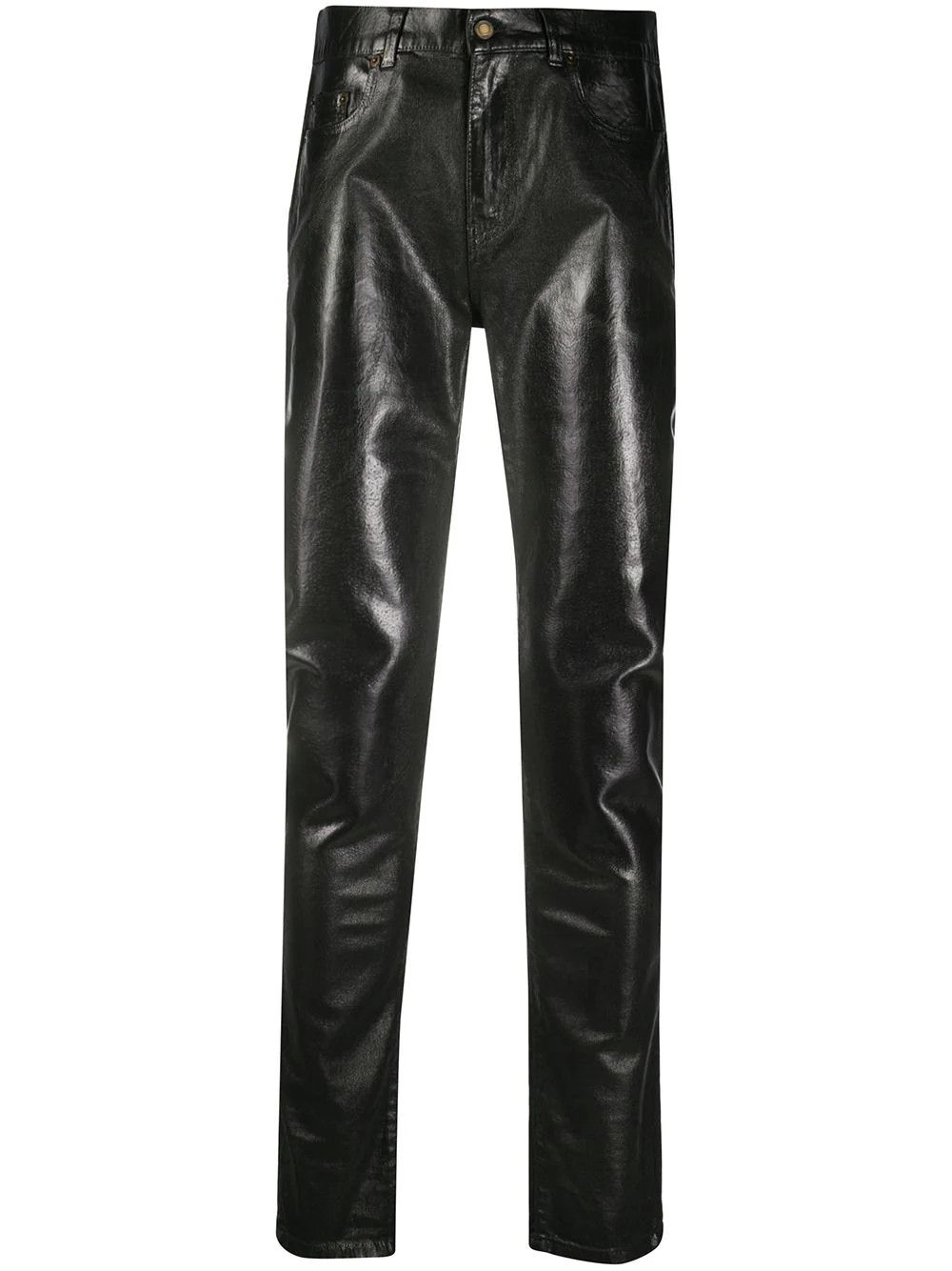 image of Saint Laurent Paris Coated Jeans in Black, Men's (Size 29)