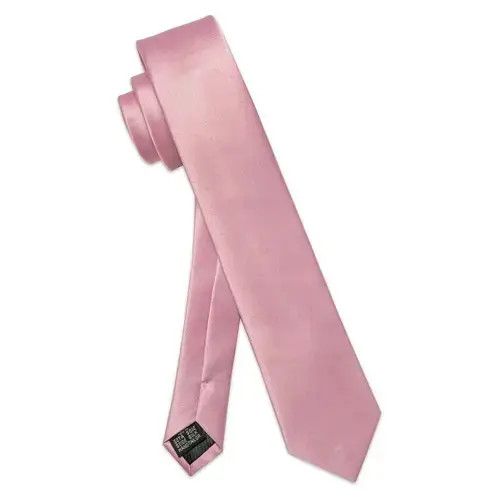 VIBE Luxury Skinny Solid Pink Neck Tie Set Mens Size ONE SIZE - 3 Thumbnail
