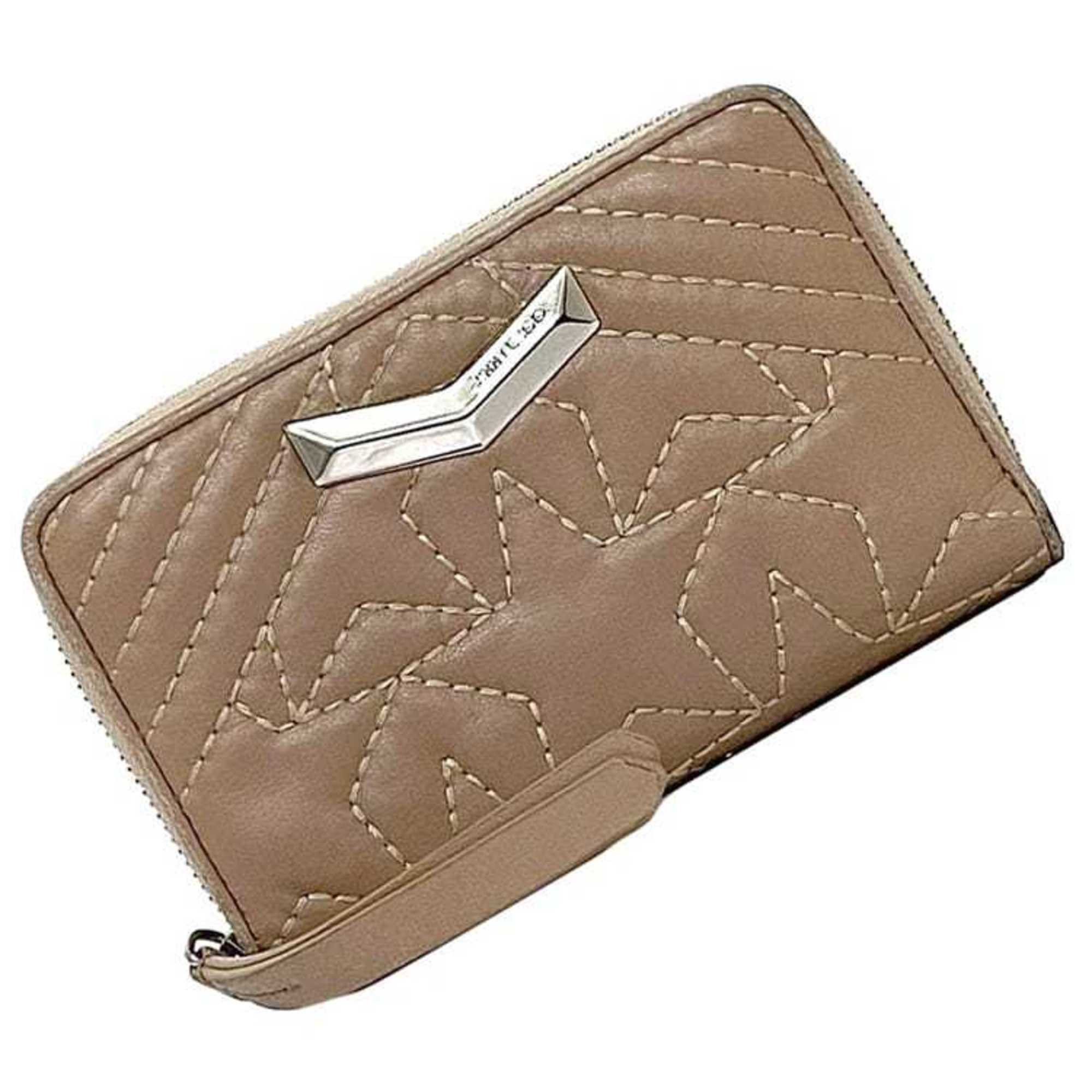 Jimmy Choo Jimmy Choo Mini Round Wallet ec-22837 Pink Beige Nefer Leather JIMMY CHOO Star Stitch Compact for Women Size ONE SIZE - 1 Thumbnail