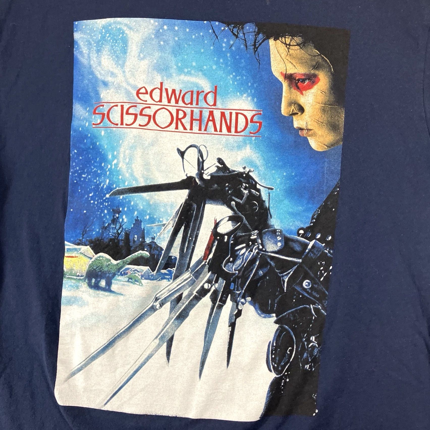 Doublet VINTAGE Edward Scissorhands Fox T Shirt Mens Large Dark Navy Blue Double Sided 90s Movie Retro Mens L Blue Cotton Graphic Print Size US L / EU 52-54 / 3 - 3 Thumbnail