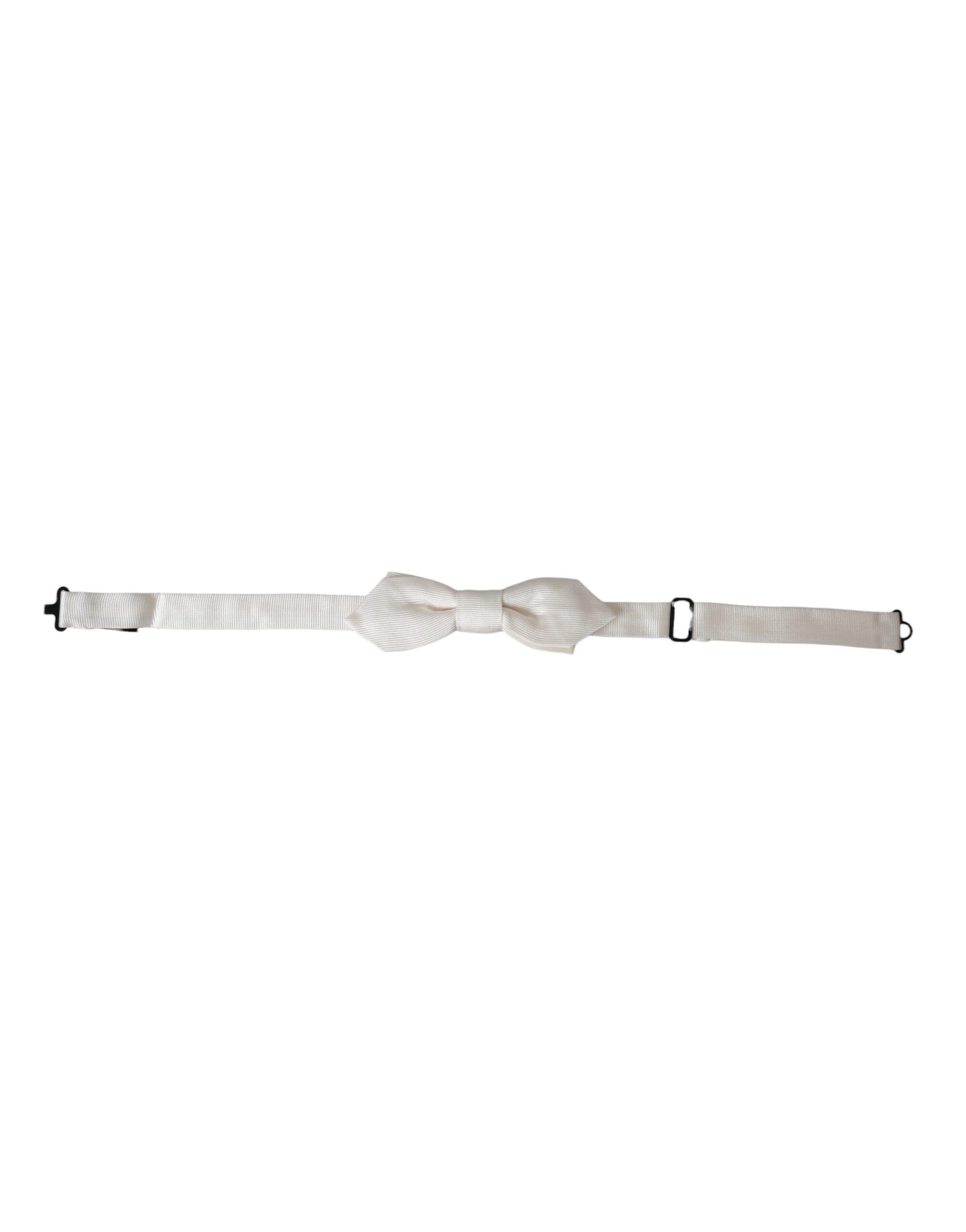 Dolce & Gabbana White Silk Adjustable Neck Men Papillon Bow Men's Tie Size ONE SIZE - 1 Thumbnail