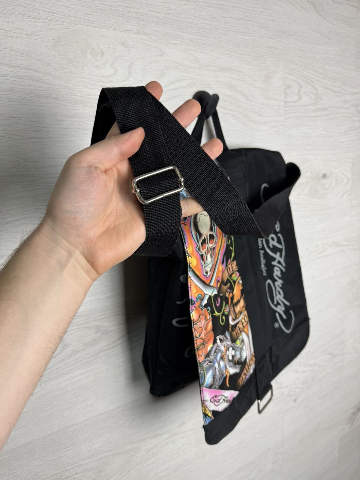 Ed Hardy Ed Hardy Tattoo Skull Messenger Bag by Christian Audigier Size ONE SIZE - 8 Thumbnail