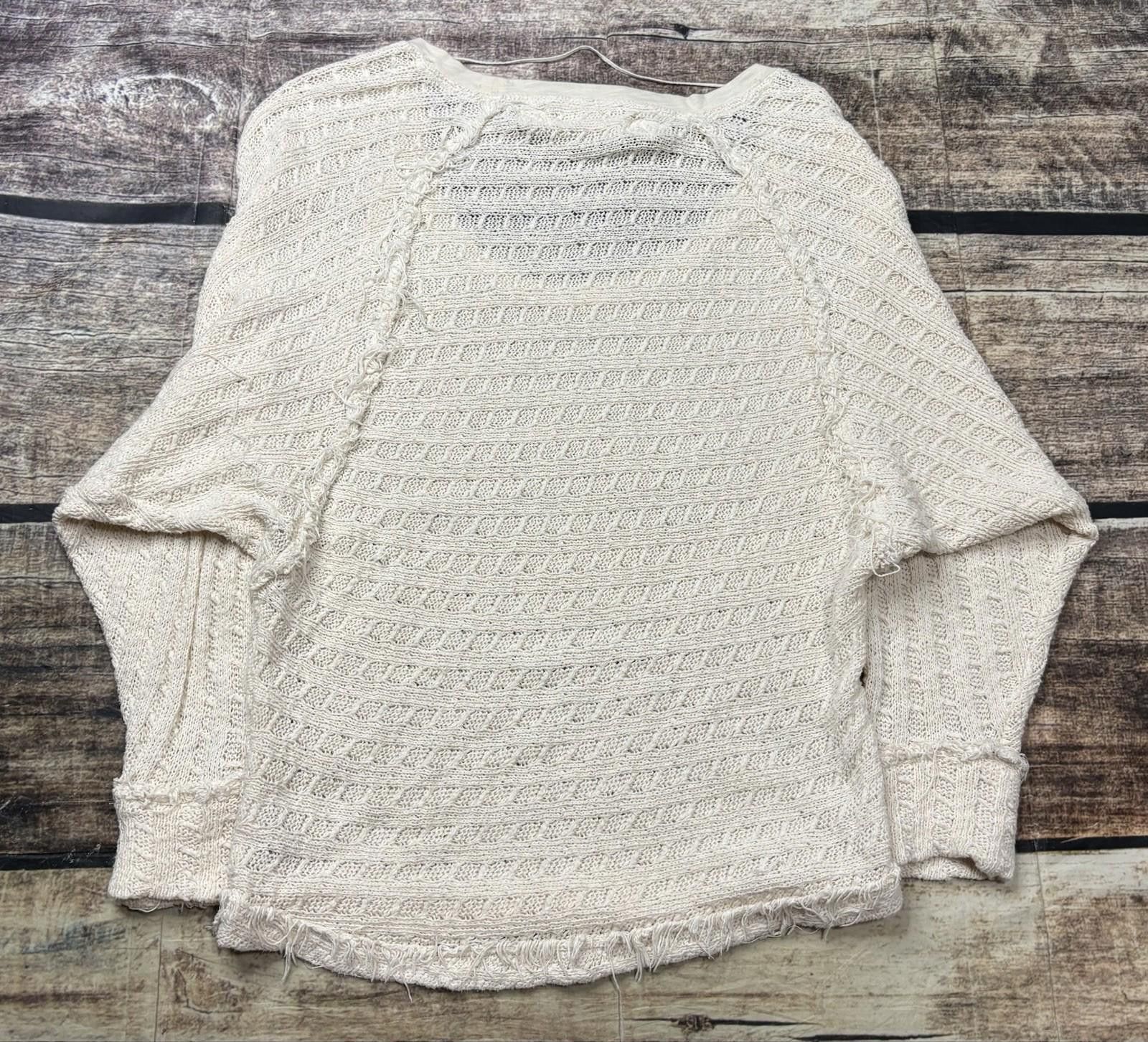 Free People We the Free People Sweater Women XS Hacci Cotton Fringe Knit Size XS / US 0-2 / IT 36-38 - 2 Thumbnail