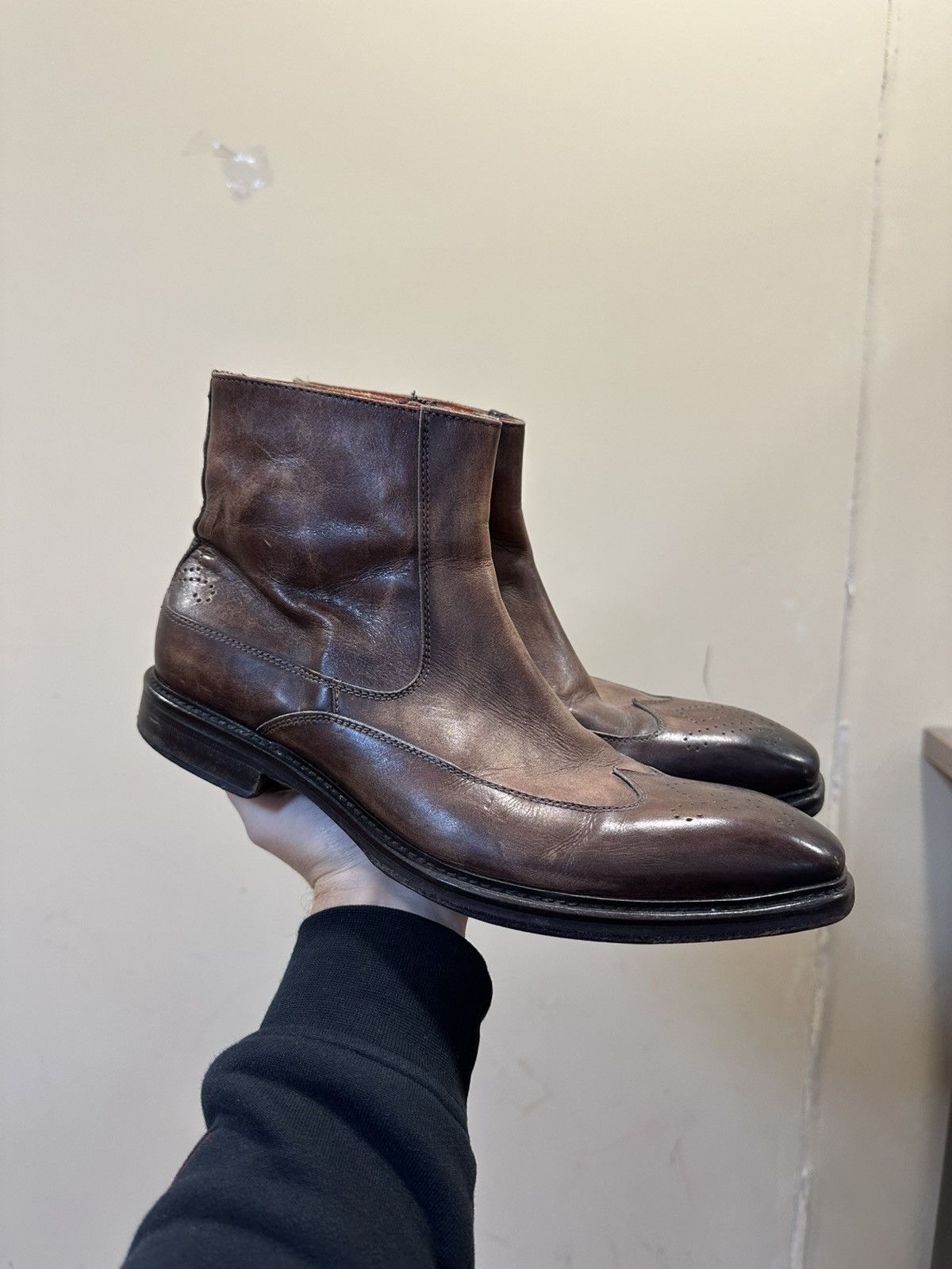 If Six Was Nine AS 98 Vibe Artisan Brown Leather Side Zip Ankle Biker Boots Size US 9.5 / EU 42-43 - 1 Thumbnail
