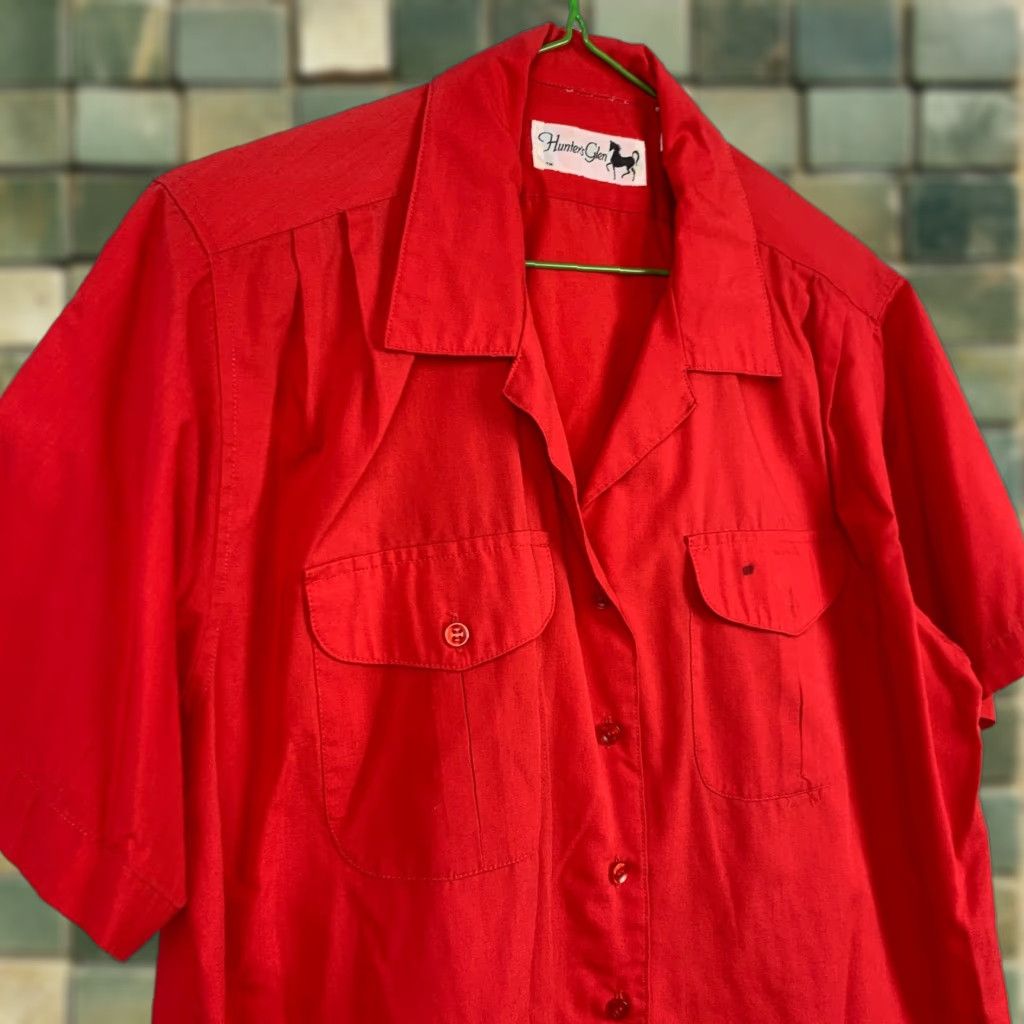 Vintage VINTAGE Hunter's Glen Red Short Sleeve Camp Shirt Womens Size 18 Size XXL / US 16-18 / IT 52-54 - 1 Thumbnail