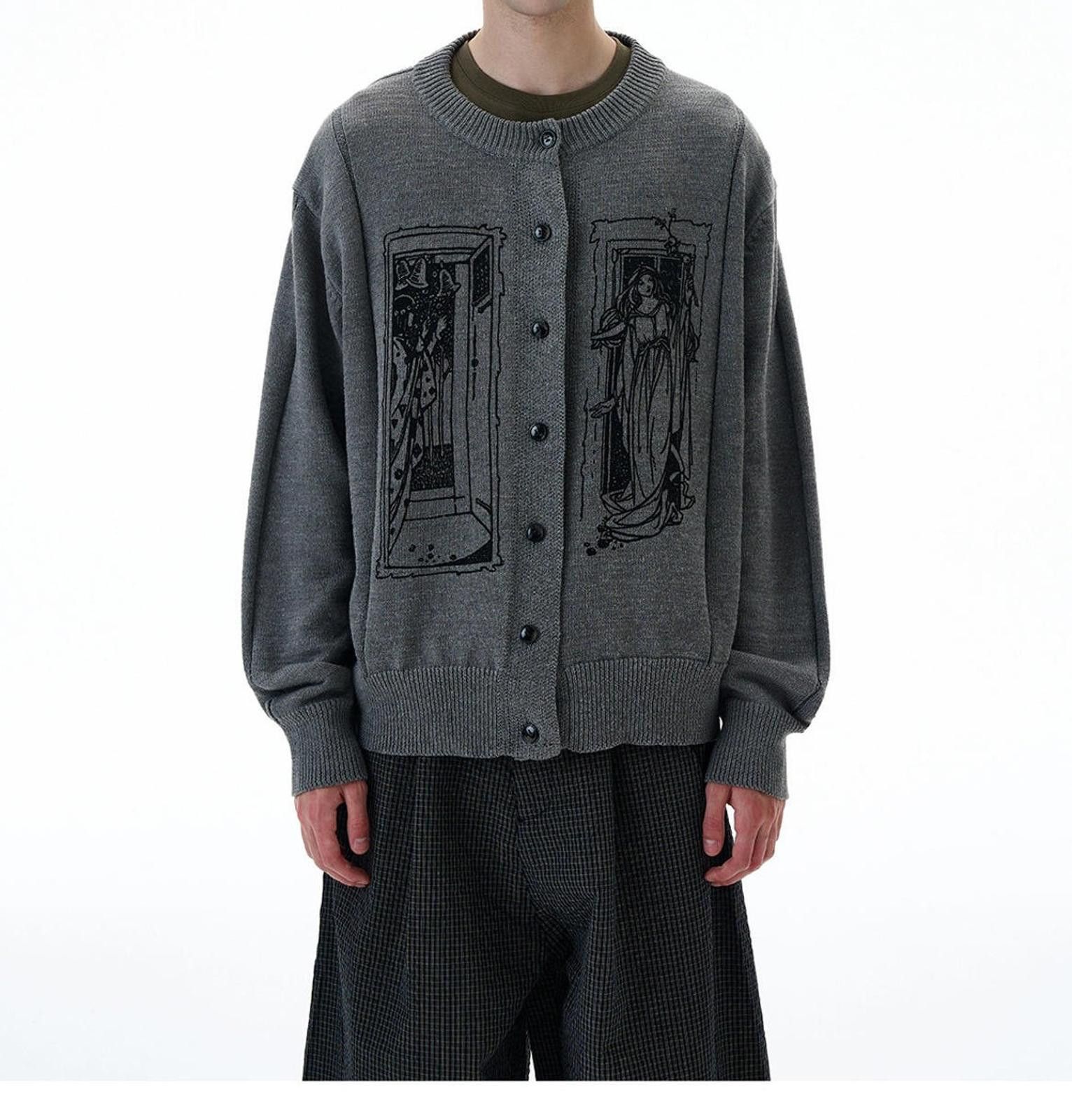 Japanese Brand Gray Button-Up Knit Cardigan, Relaxed Fit Sweater Size US M / EU 48-50 / 2 - 3 Thumbnail