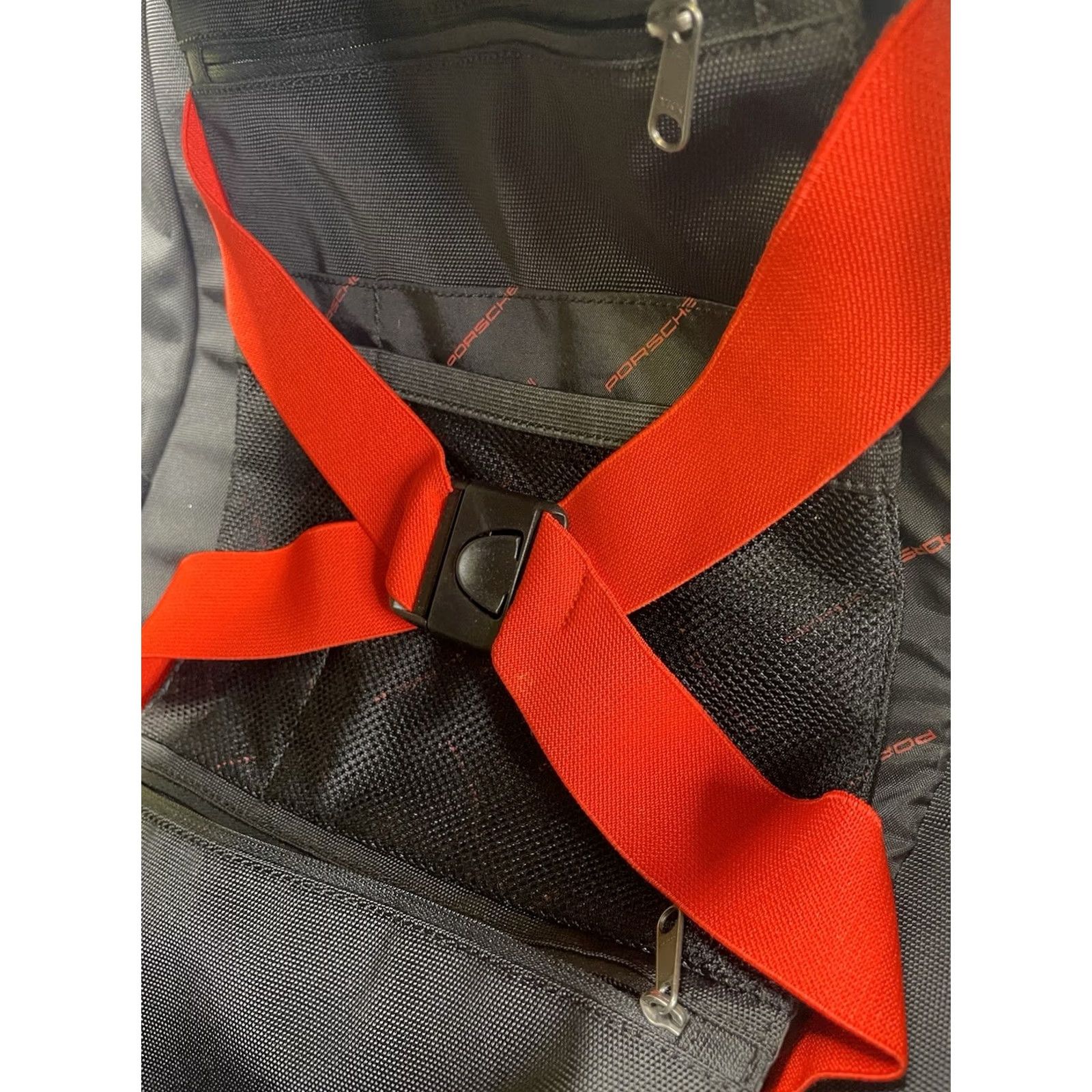 Vintage Porsche Backpack Bag Black/Red Nylon Acrylic Ruck sack Original Medium Casual Travel Workwear Zip Adjustable Strap Unisex Adults Size ONE SIZE - 4 Thumbnail