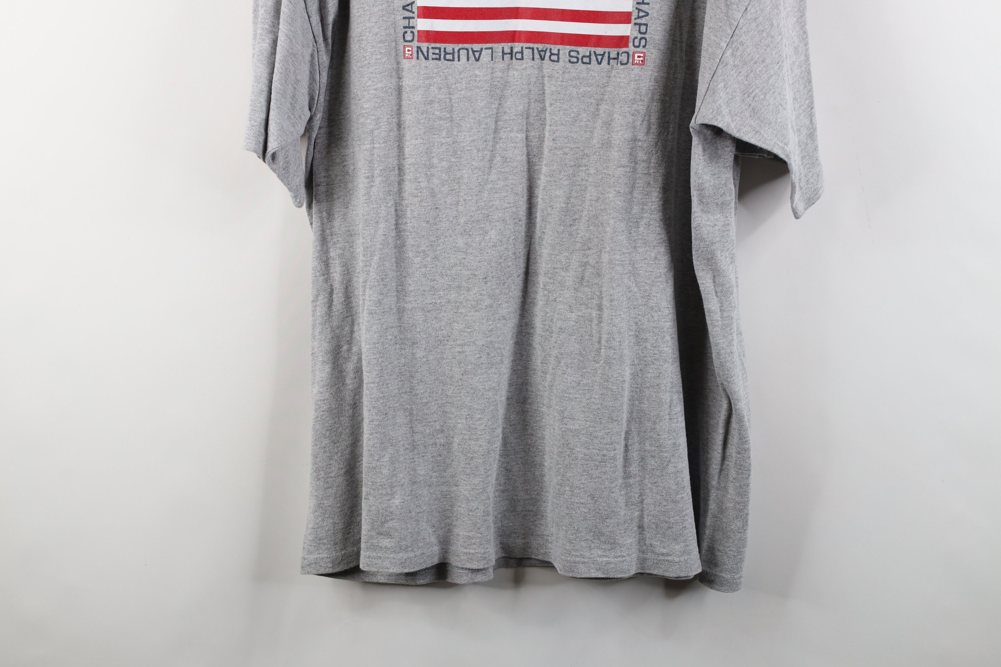 Ralph Lauren × Vintage Vintage 90s Chaps Ralph Lauren USA Flag Pocket T-Shirt Gray Size US XL / EU 56 / 4 - 13 Thumbnail