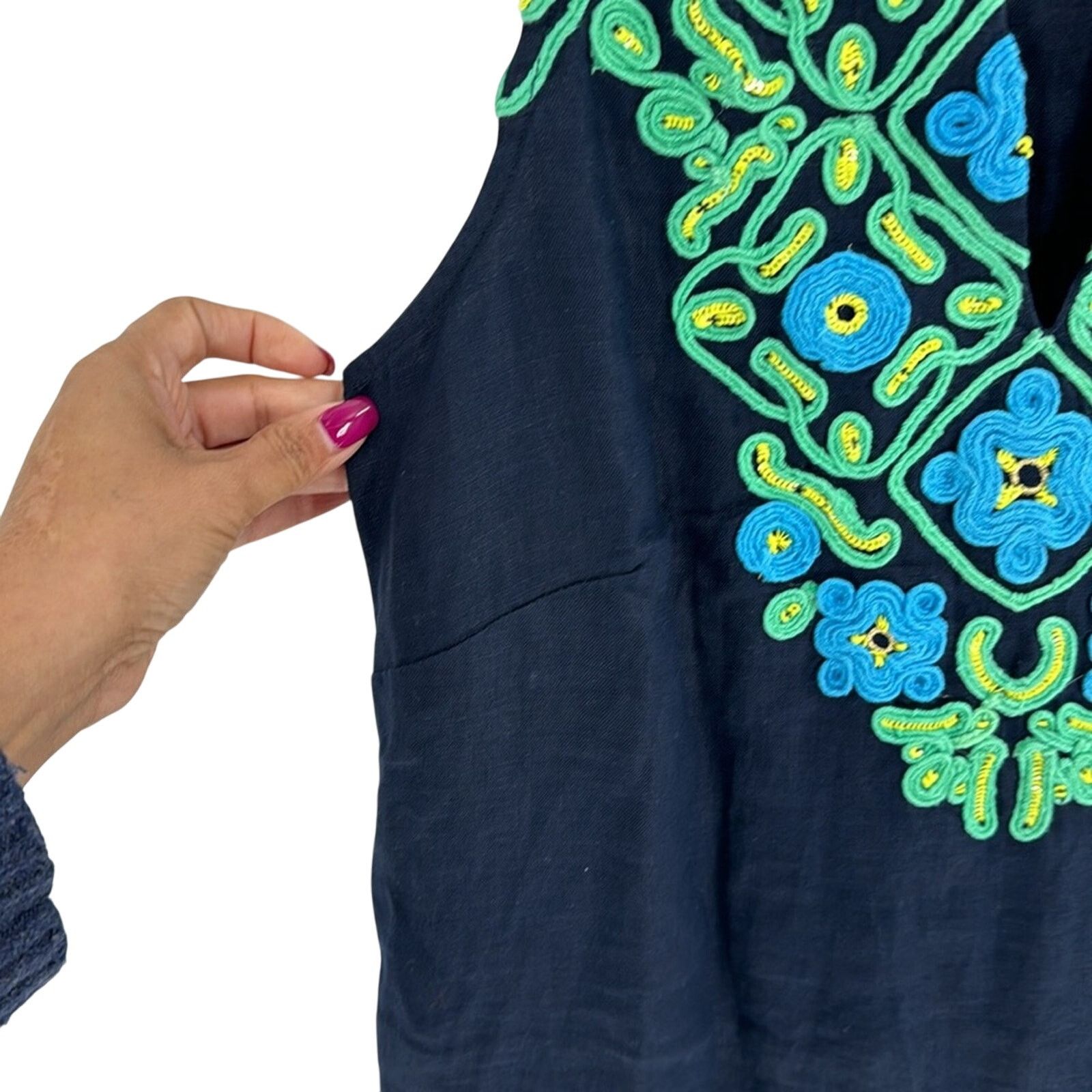 J.Crew J.Crew Button-back linen shift dress with embroidery size SP Size S / US 4 / IT 40 - 5 Thumbnail