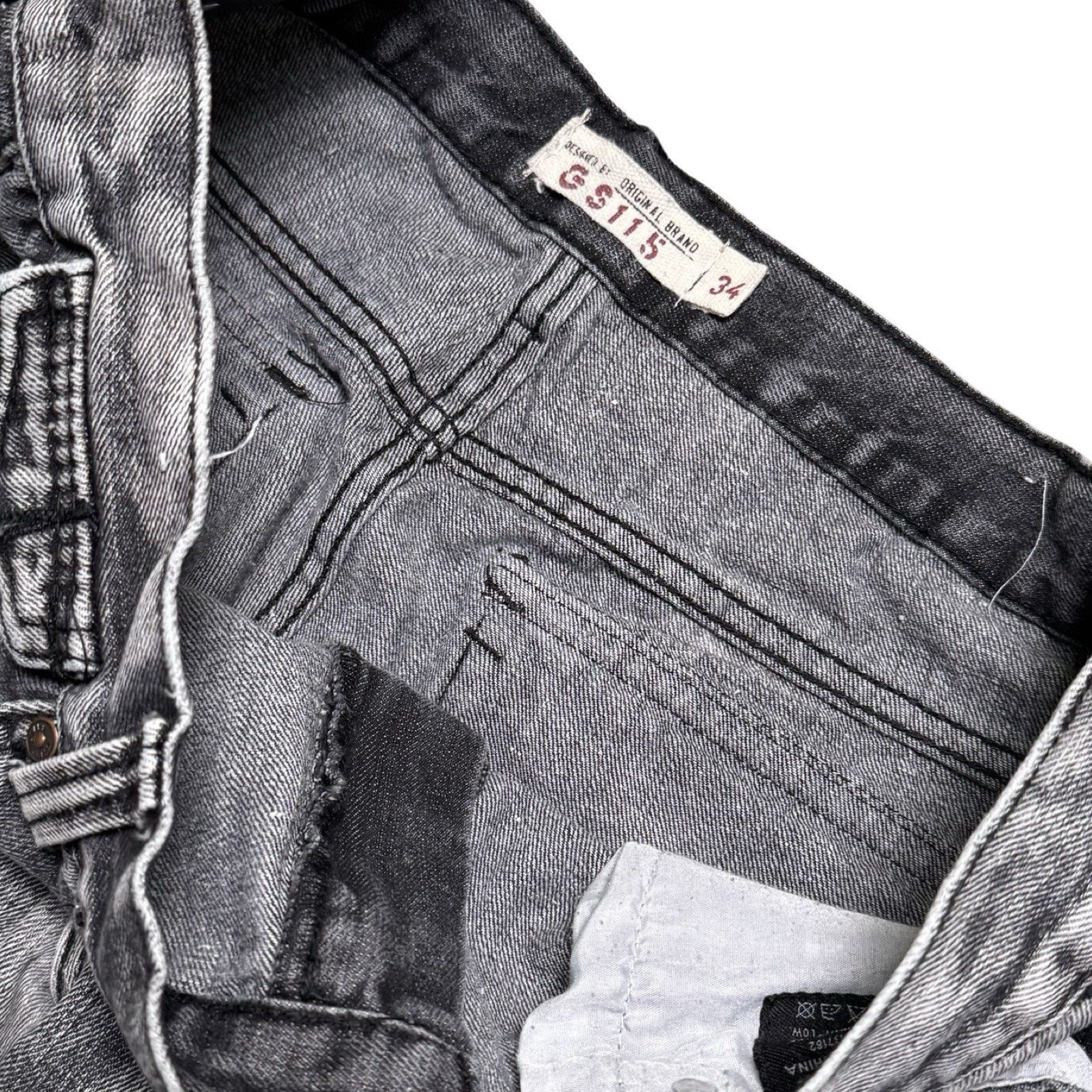 Other Vintage Y2K GS 115 Grey Black Wash Flap Pocket Jeans 34 x 32 Size US 34 / EU 50 - 4 Thumbnail