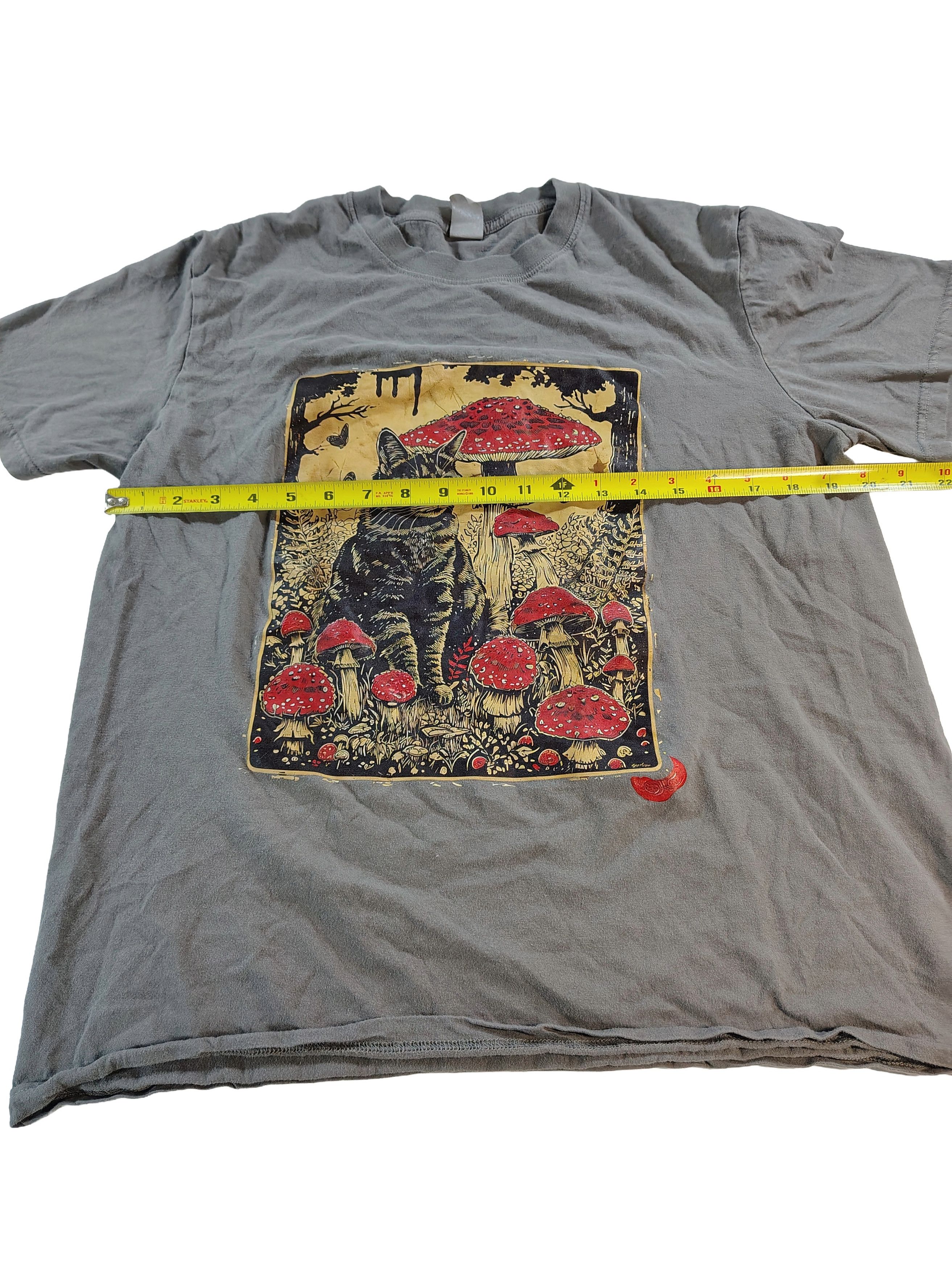 Other Men's Trippy Cat & Mushroom Dark Graphic T-Shirt Size US M / EU 48-50 / 2 - 6 Thumbnail