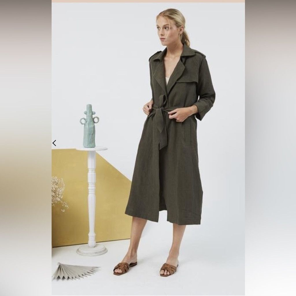 Other NAÏF MONTREAL Olive Green Flowy Minimalist Trench Coat sz M Size L / US 10 / IT 46 - 3 Thumbnail