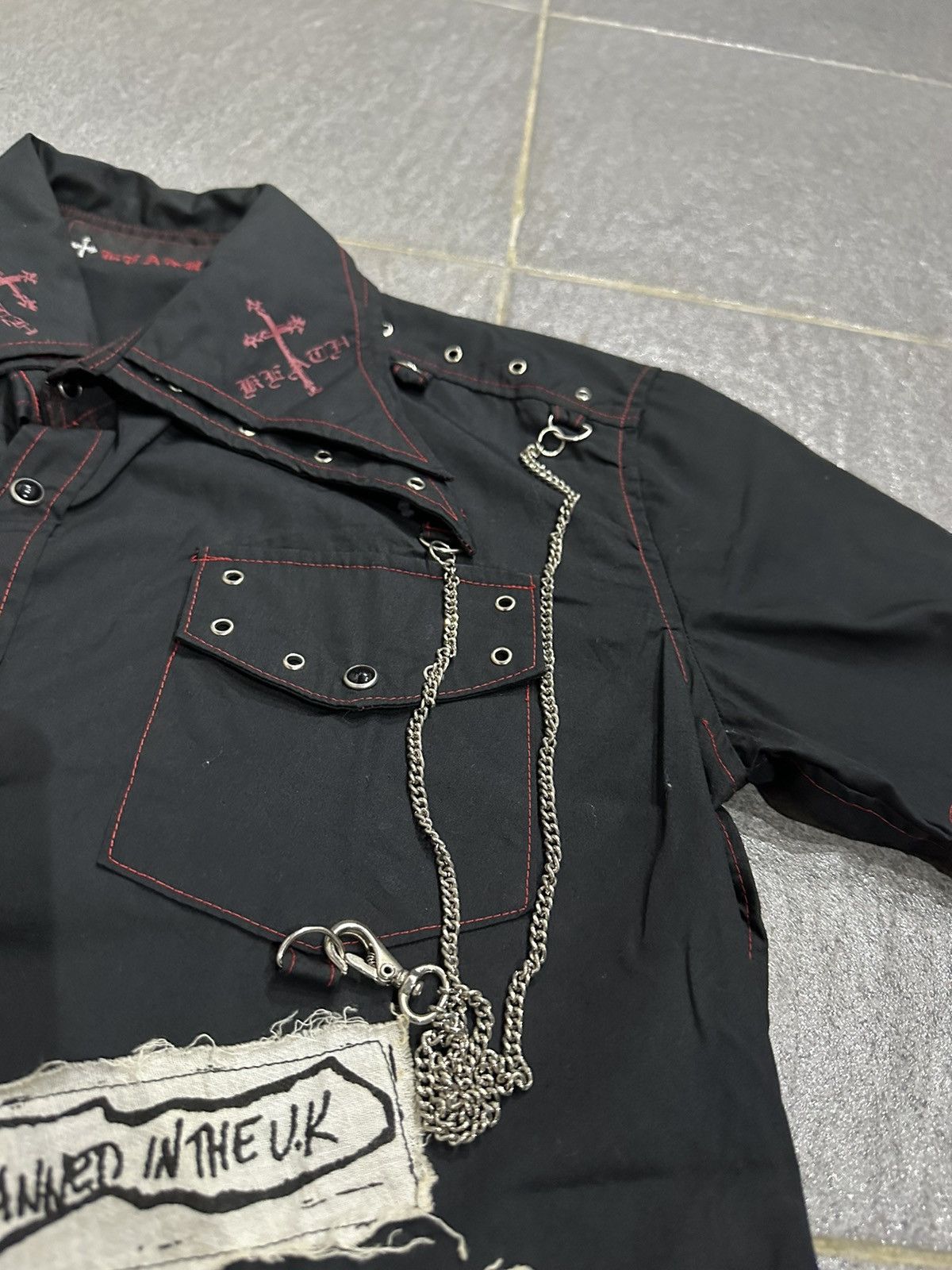 Japanese Brand Punk Asymmetrical Studded eyelets Shirt by Keystation Size US S / EU 44-46 / 1 - 3 Thumbnail