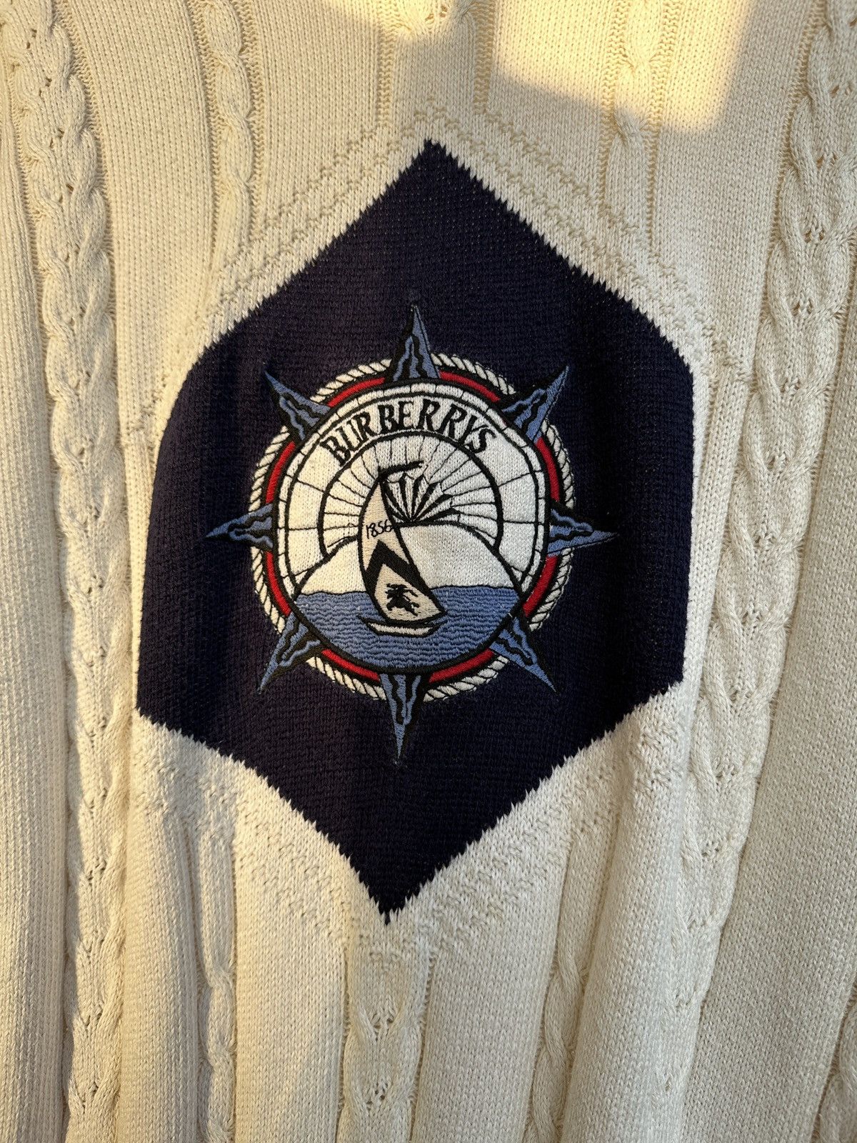 Burberry 90s Vintage Burberrys Big Logo Sweater Made In Scotland Size US L / EU 52-54 / 3 - 5 Thumbnail