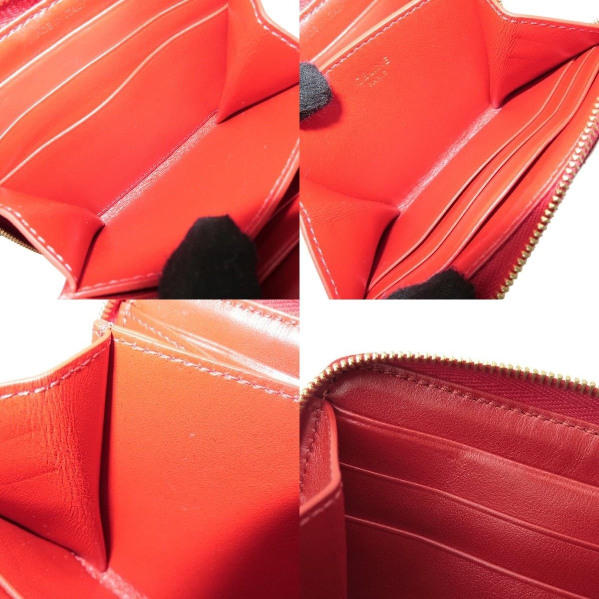 Celine Celine Quilted Lambskin Zippy Wallet Red Size ONE SIZE - 4 Thumbnail
