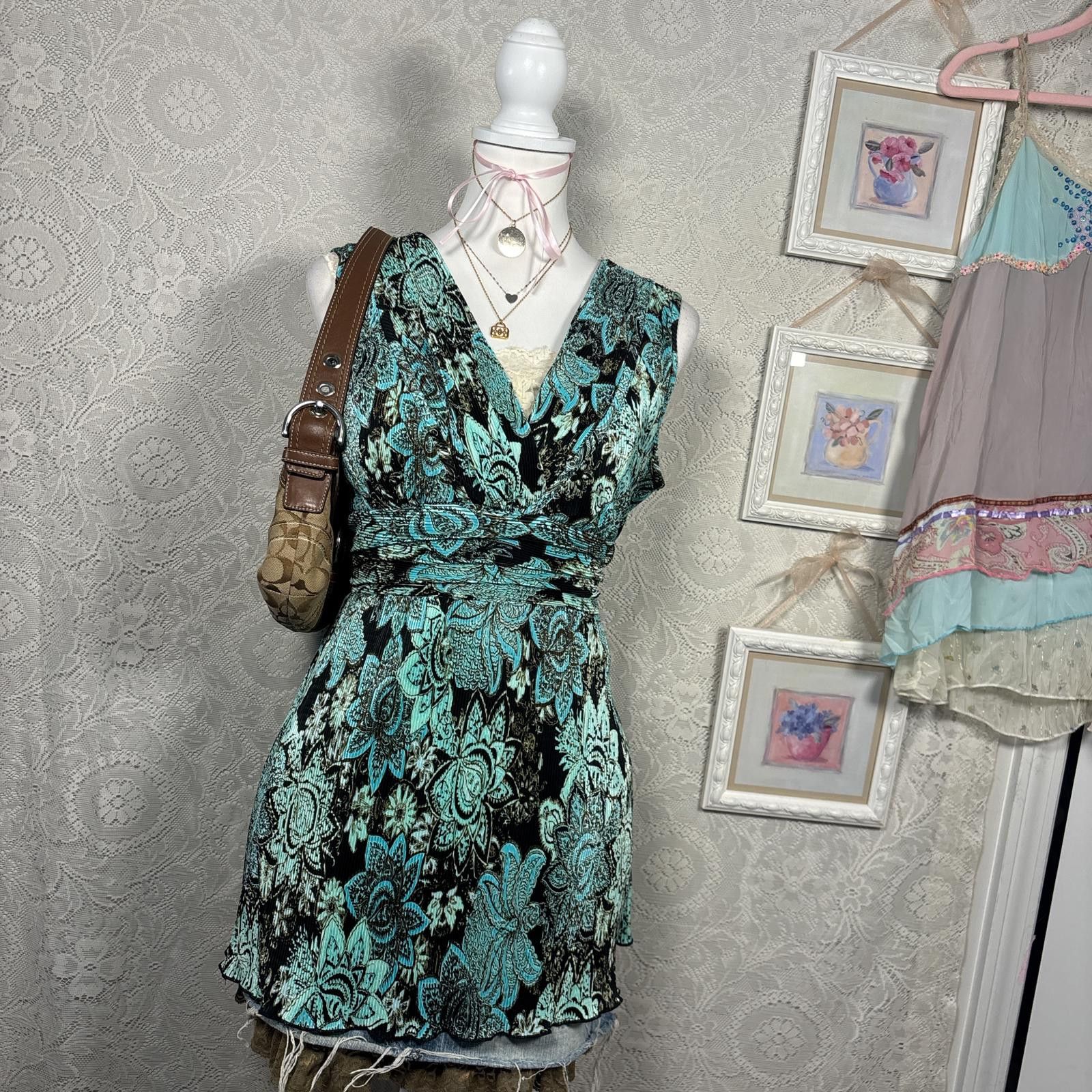 Other y2k ruched paisley office siren tie back top Size L / US 10 / IT 46 - 6 Thumbnail