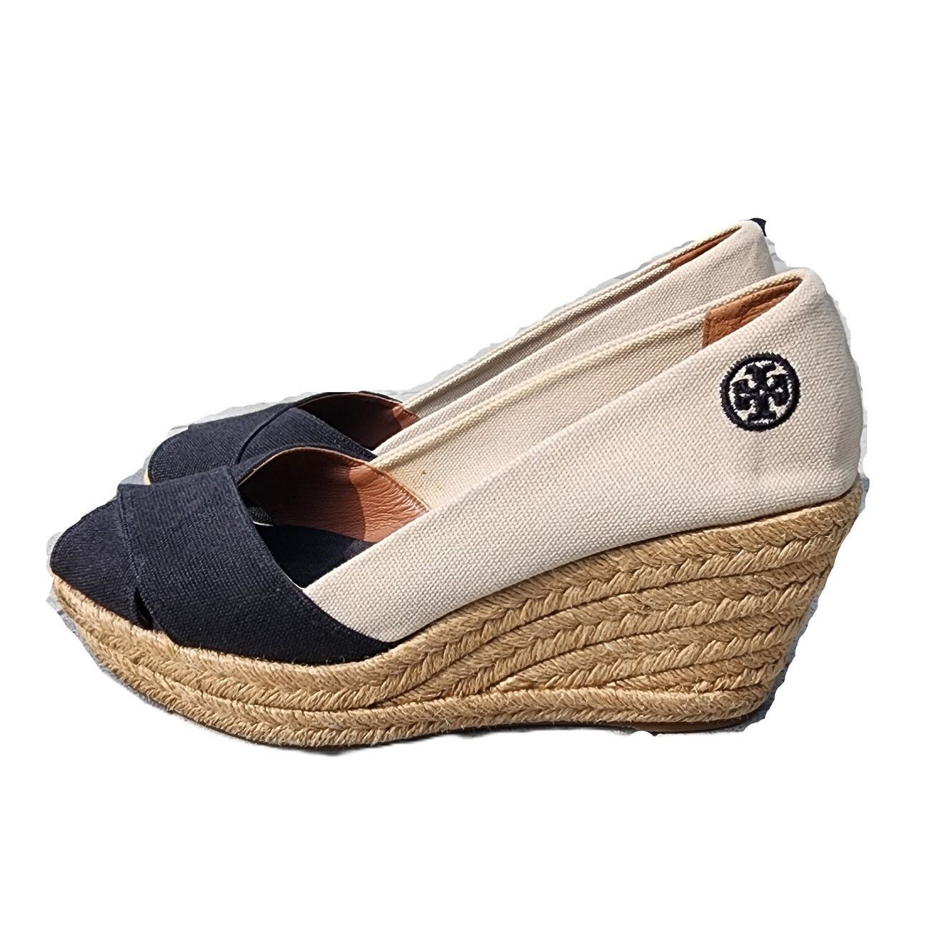 Tory Burch Tory Burch Filipa Canvas Peep Toe Espadrille Wedges 9 Size US 9 / IT 39 - 8 Thumbnail