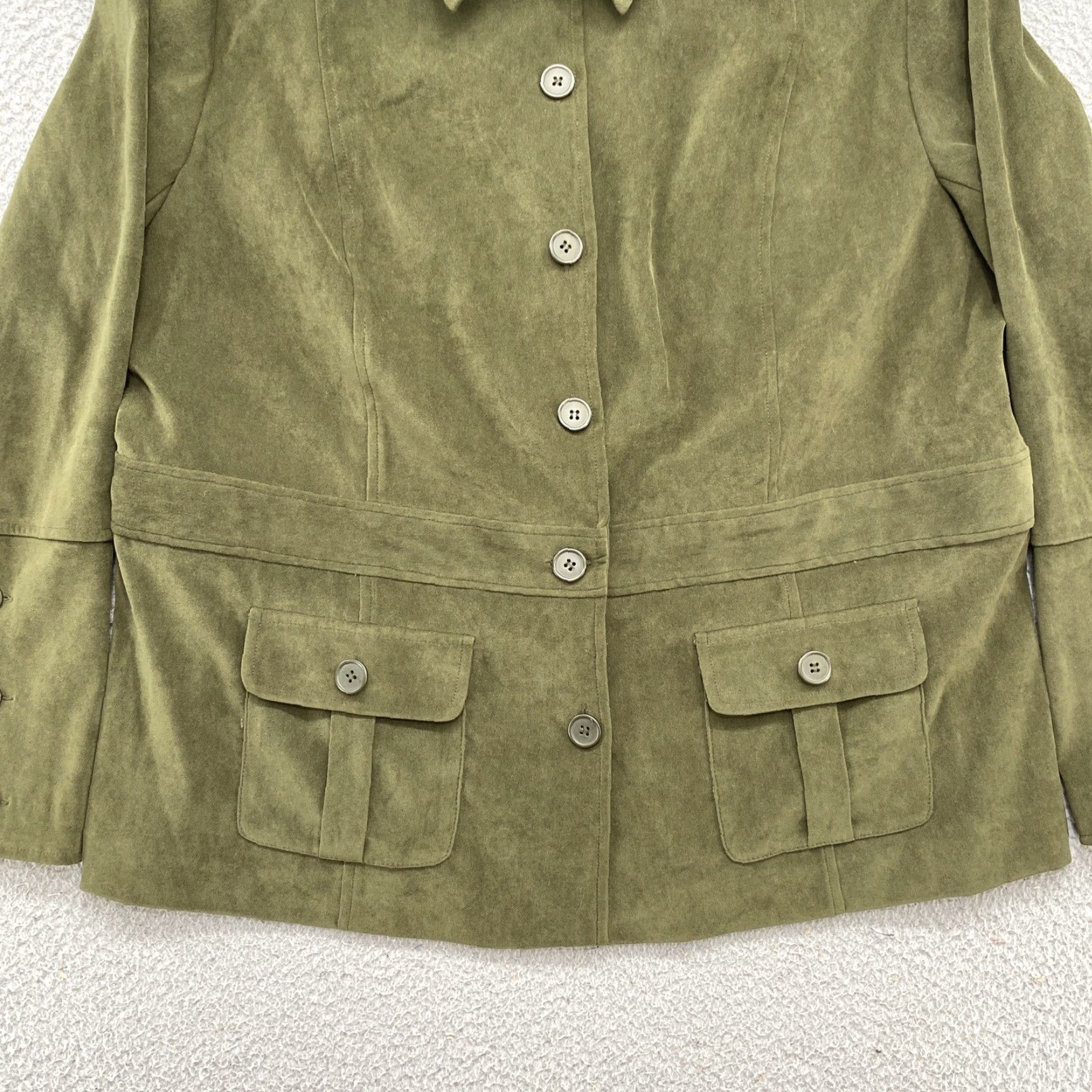 Vintage VINTAGE Norton Studio Women’s Green Button Up Jacket Plus Size 18 Jacket Womens Green Button Up Casual 90s? Size XXL / US 16-18 / IT 52-54 - 3 Thumbnail