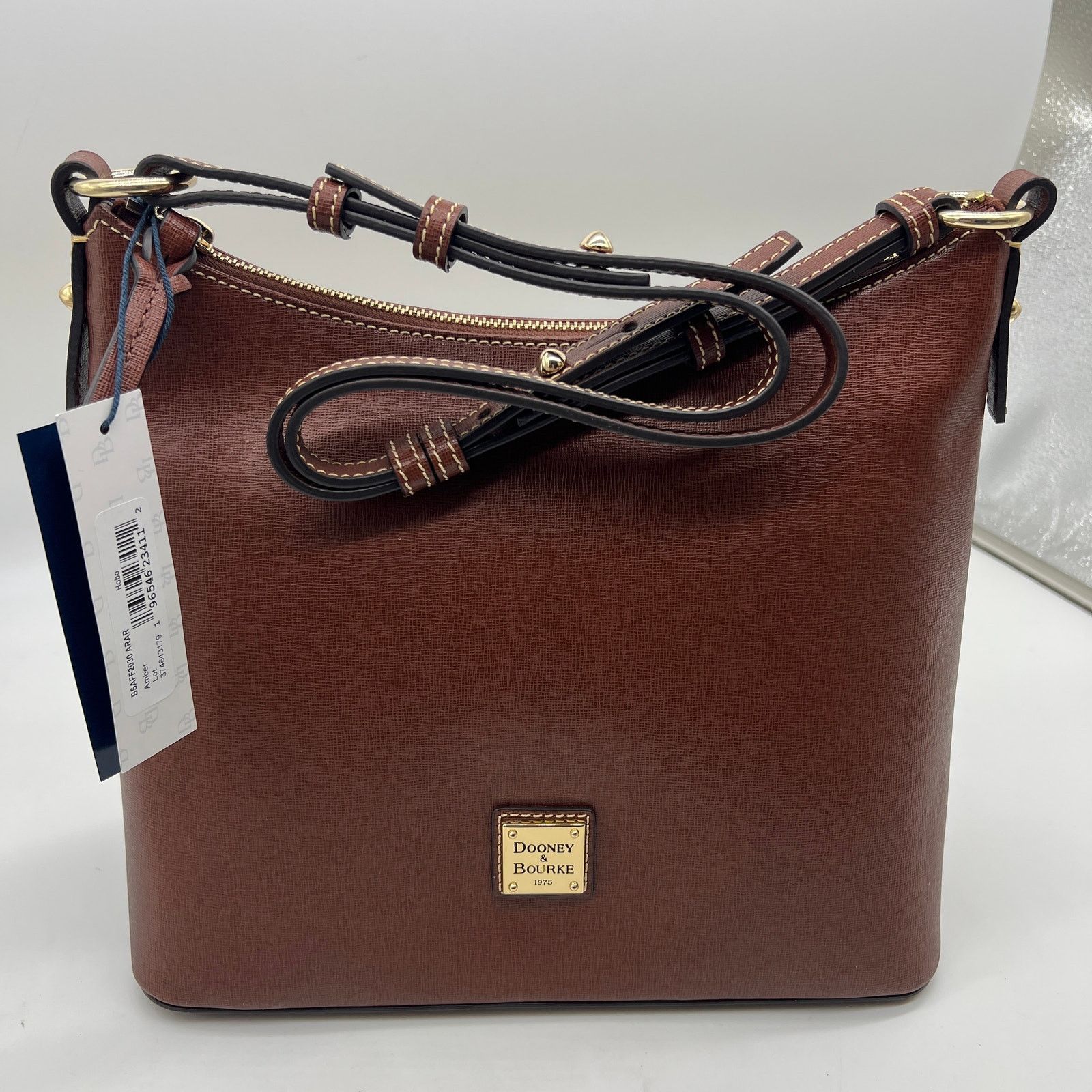 Dooney & Bourke Dooney & Bourke Saffiano Leather Hobo Handbags Amber Brown Size ONE SIZE - 1 Thumbnail