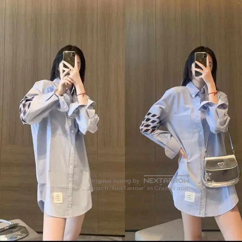 Thom Browne Thom Browne Sky Blue Long Sleeve Shirt . Size US XXL / EU 58 / 5 - 5 Thumbnail