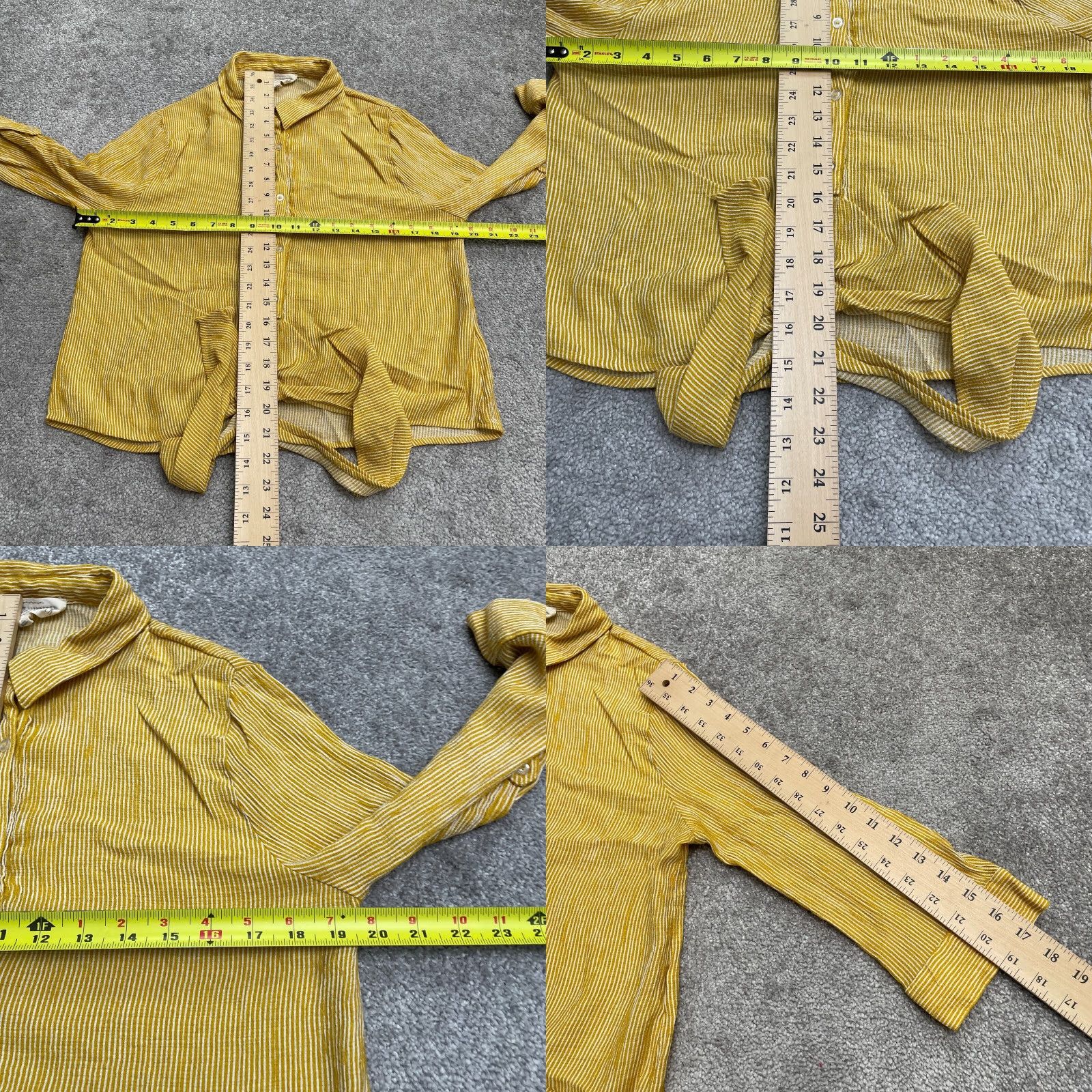 Vintage Sweet Wanderer Shirt Womens XL Yellow White Striped Button-Up Casual Size XL / US 12-14 / IT 48-50 - 8 Thumbnail
