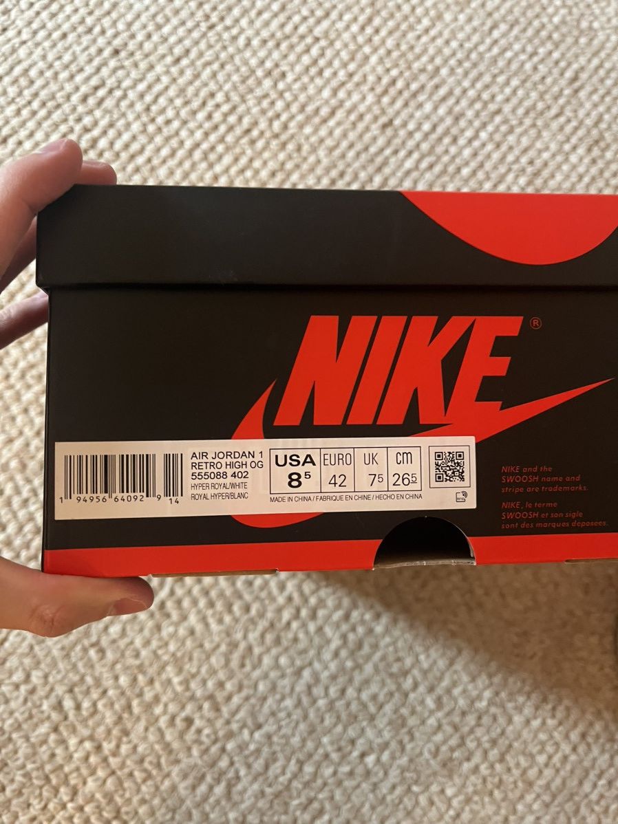 Jordan Brand × Nike Jordan 1 ‘Hyper Royal’ Size US 8.5 / EU 41-42 - 8 Thumbnail