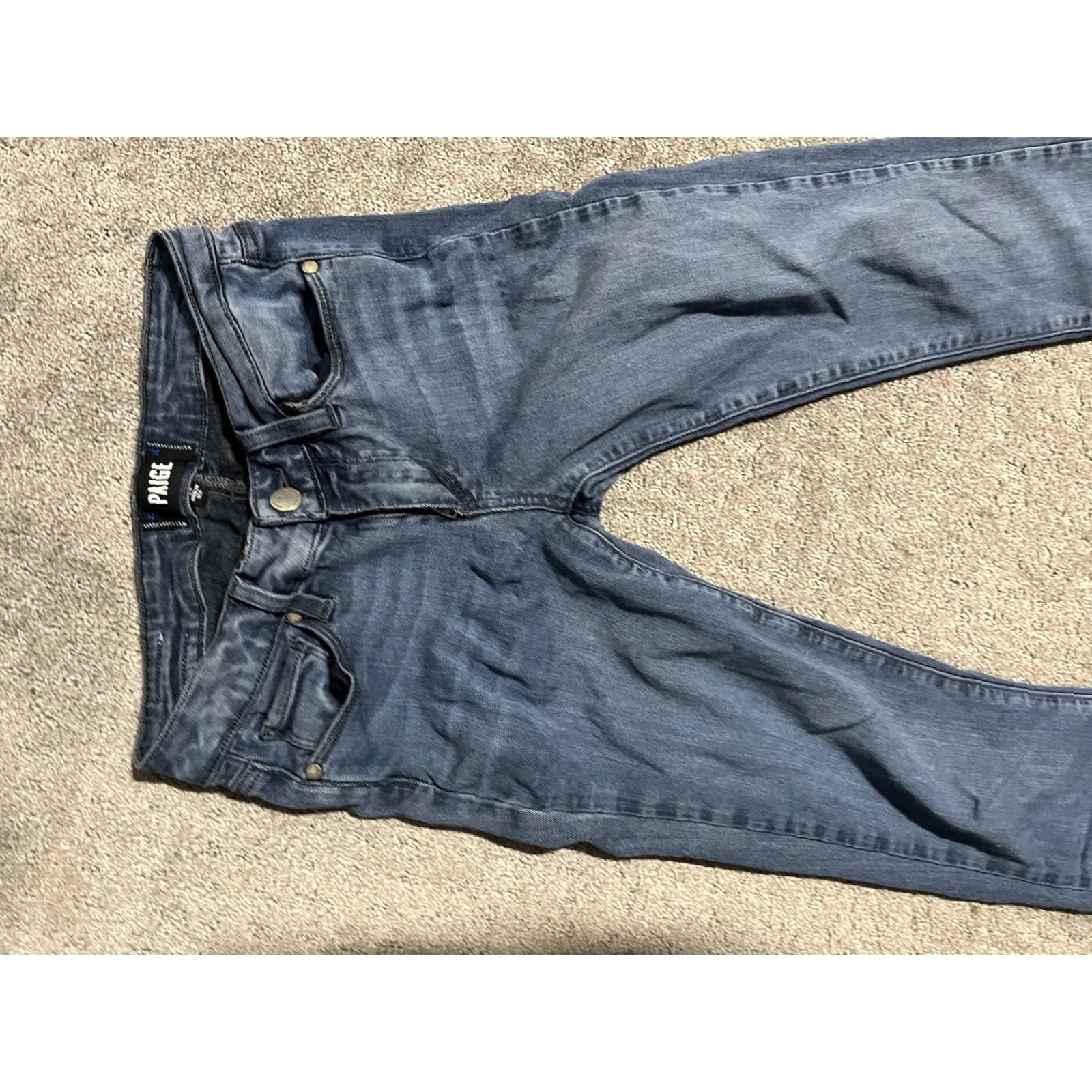 Paige VINTAGE Paige Verdugo Super Skinny Jeans Women’s 24 Blue Raw Distressed Pockets Stretch Size 24 Womens Size 42" / US 20 - 4 Thumbnail