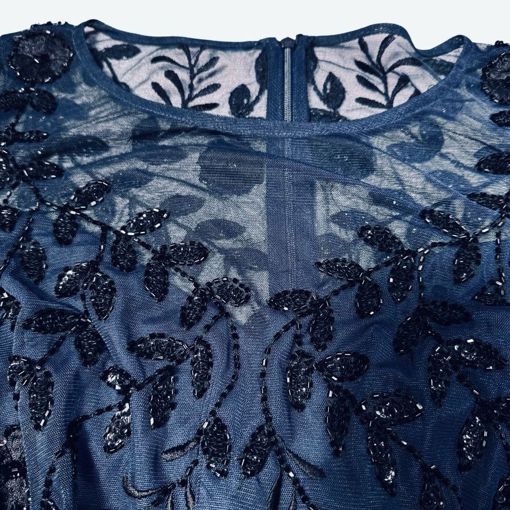 Adrianna Papell NWT New $299 Adrianna Papell Jasmine Beaded Blouson Navy Go Size M / US 6-8 / IT 42-44 - 6 Thumbnail